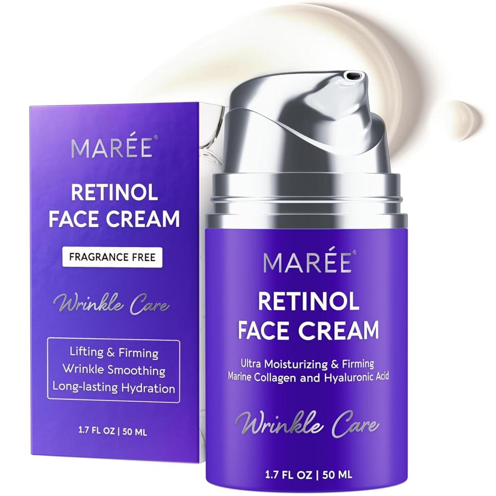 MAREE Face Moisturizer – Retinol Face Cream for Women Moisturizing with Collagen & Hyaluronic Acid – Day & Night Anti-Aging Facial Wrinkle DD Cream Moisturizer for Dry Skin – Crema Para la Cara(Wrinkle Smoothing)