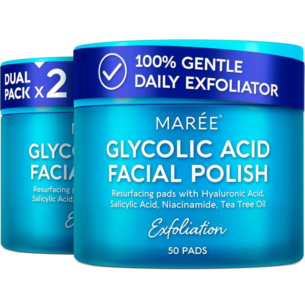 MAREE Hyaluronic Acid Toner Pads – Hydrating Face Wipes for Women Cleansing – Zero Pore Toning Brightening Exfoliating Face Pads – Pore Reducer Facial Peels – Acne Treatment Device(Blue)