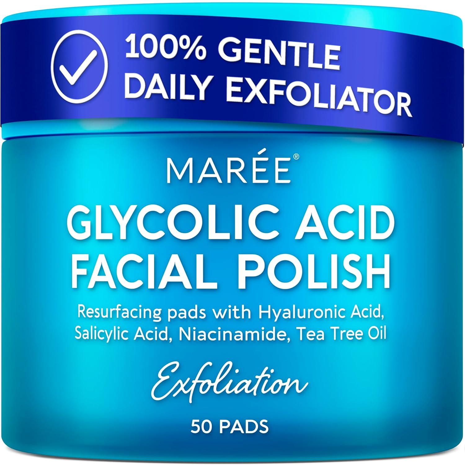 MAREE Hyaluronic Acid Toner Pads – Hydrating Face Wipes for Women Cleansing – Zero Pore Toning Brightening Exfoliating Face Pads – Pore Reducer Facial Peels – Acne Treatment Device(Blue)