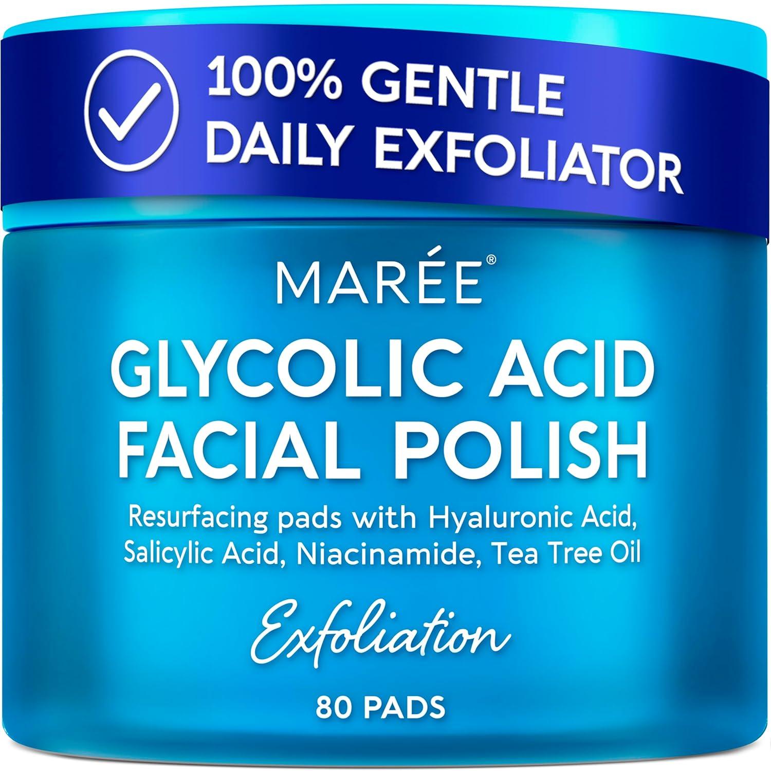 MAREE Hyaluronic Acid Toner Pads – Hydrating Face Wipes for Women Cleansing – Zero Pore Toning Brightening Exfoliating Face Pads – Pore Reducer Facial Peels – Acne Treatment Device(Blue)