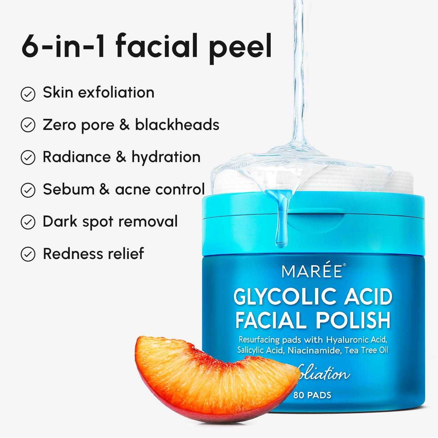 MAREE Hyaluronic Acid Toner Pads – Hydrating Face Wipes for Women Cleansing – Zero Pore Toning Brightening Exfoliating Face Pads – Pore Reducer Facial Peels – Acne Treatment Device(Blue)