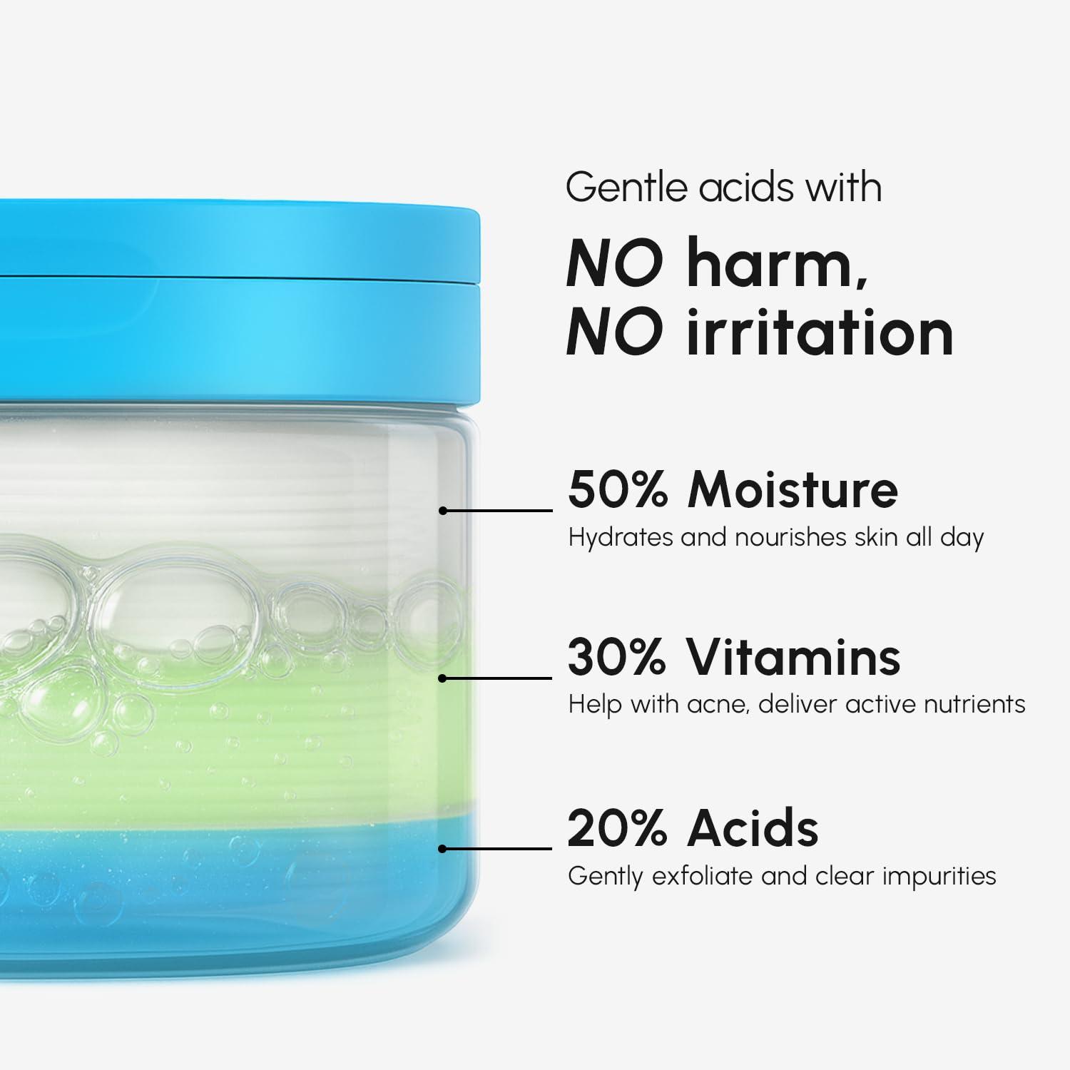 MAREE Hyaluronic Acid Toner Pads – Hydrating Face Wipes for Women Cleansing – Zero Pore Toning Brightening Exfoliating Face Pads – Pore Reducer Facial Peels – Acne Treatment Device(Blue)