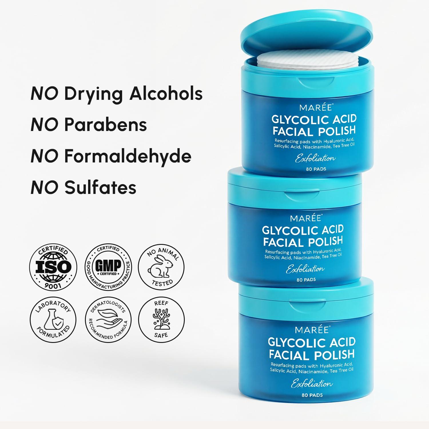 MAREE Hyaluronic Acid Toner Pads – Hydrating Face Wipes for Women Cleansing – Zero Pore Toning Brightening Exfoliating Face Pads – Pore Reducer Facial Peels – Acne Treatment Device(Blue)