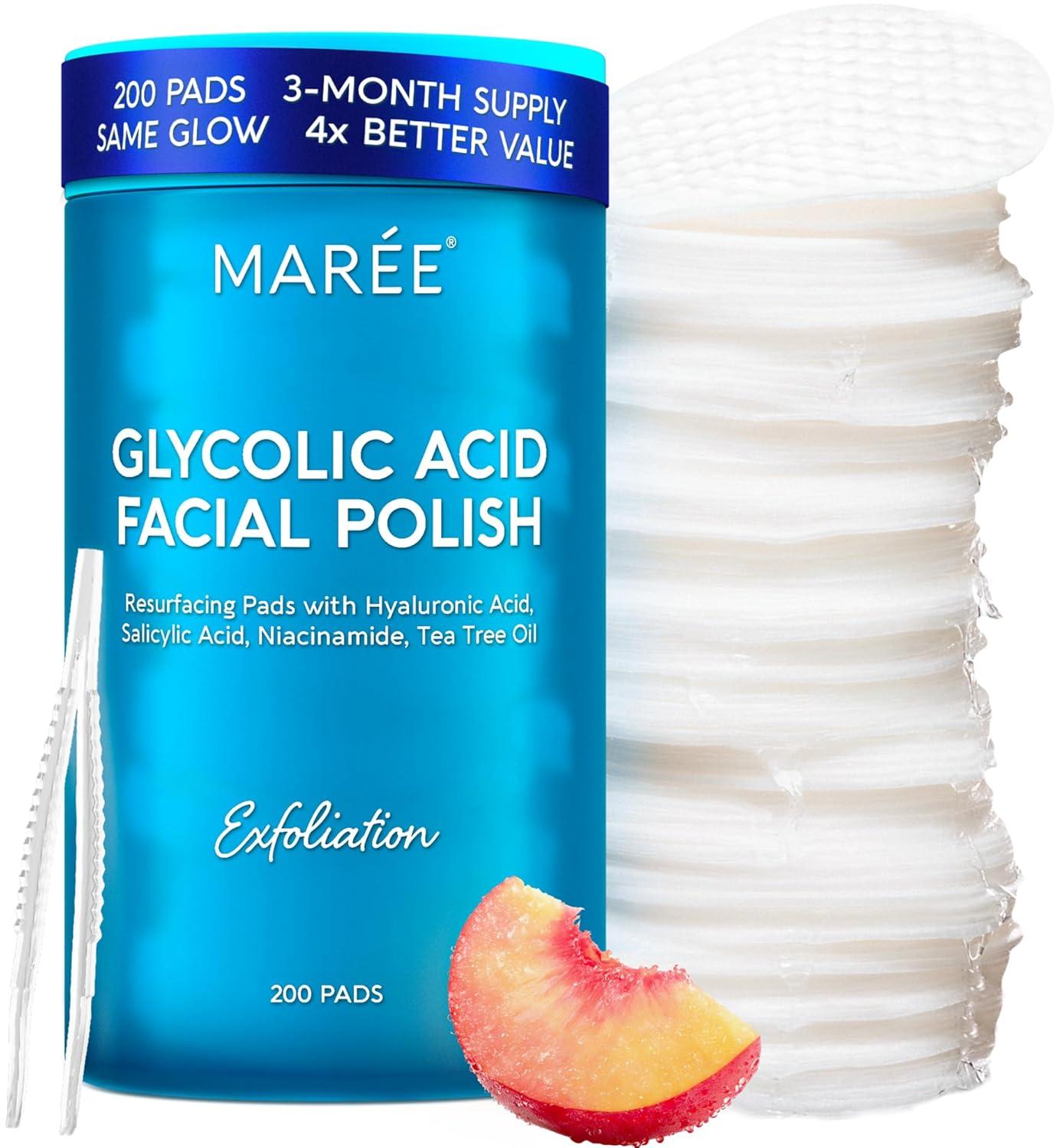 MAREE Hyaluronic Acid Toner Pads – Hydrating Face Wipes for Women Cleansing – Zero Pore Toning Brightening Exfoliating Face Pads – Pore Reducer Facial Peels – Acne Treatment Device(Blue)
