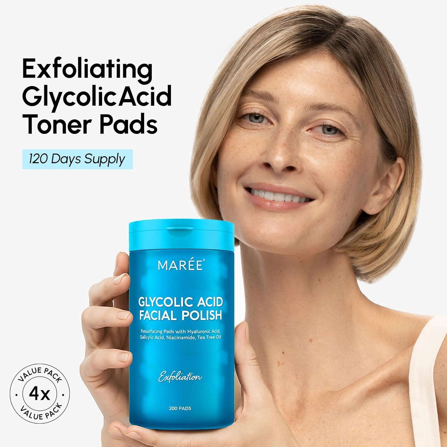 MAREE Hyaluronic Acid Toner Pads – Hydrating Face Wipes for Women Cleansing – Zero Pore Toning Brightening Exfoliating Face Pads – Pore Reducer Facial Peels – Acne Treatment Device(Blue)