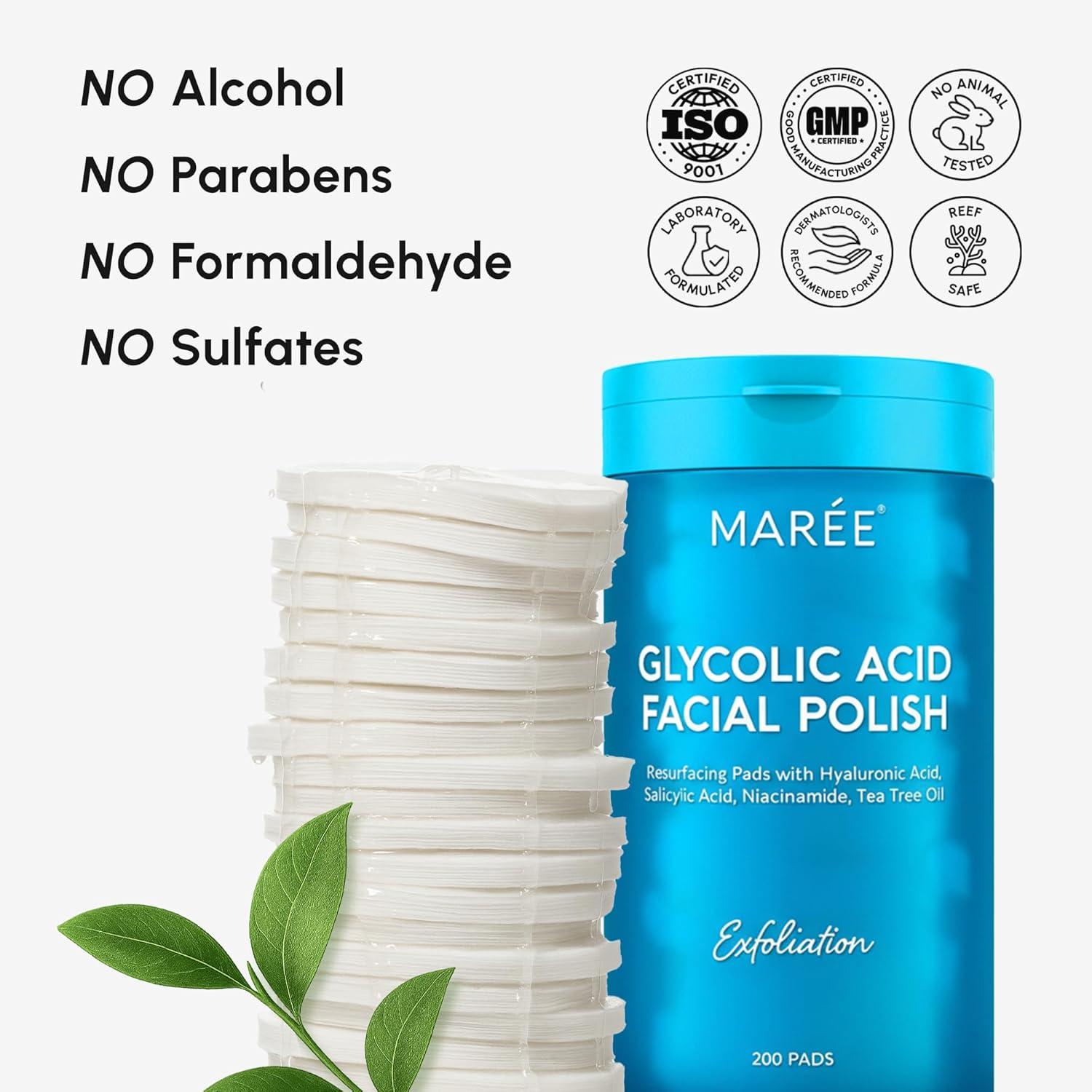 MAREE Hyaluronic Acid Toner Pads – Hydrating Face Wipes for Women Cleansing – Zero Pore Toning Brightening Exfoliating Face Pads – Pore Reducer Facial Peels – Acne Treatment Device(Blue)