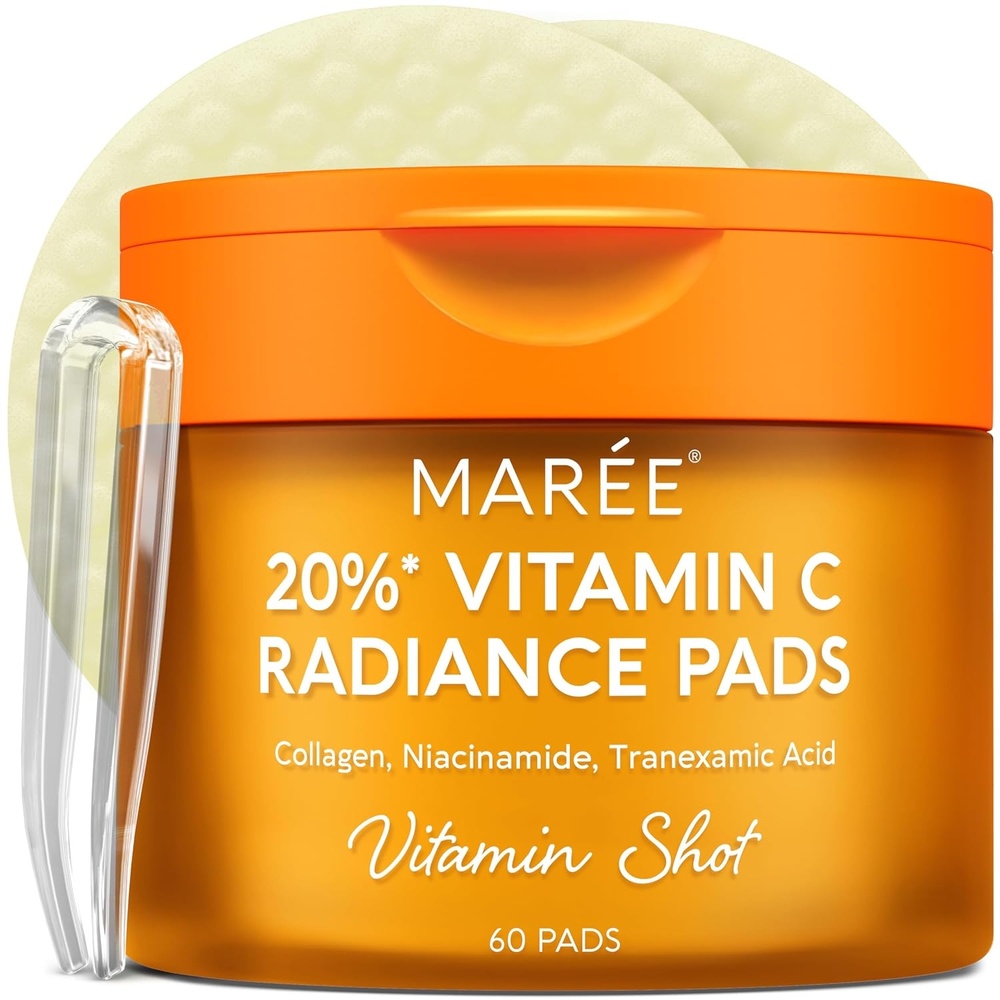MAREE Self Tanning Facial Pads – Exfoliating Glow Pads & Tan Towels for Face & Body – Travel Size Self Tanner Wipes for Sunless Face Tanning – No Rinse Gradual Natural Fair to Medium Tan Towelettes(Orange)