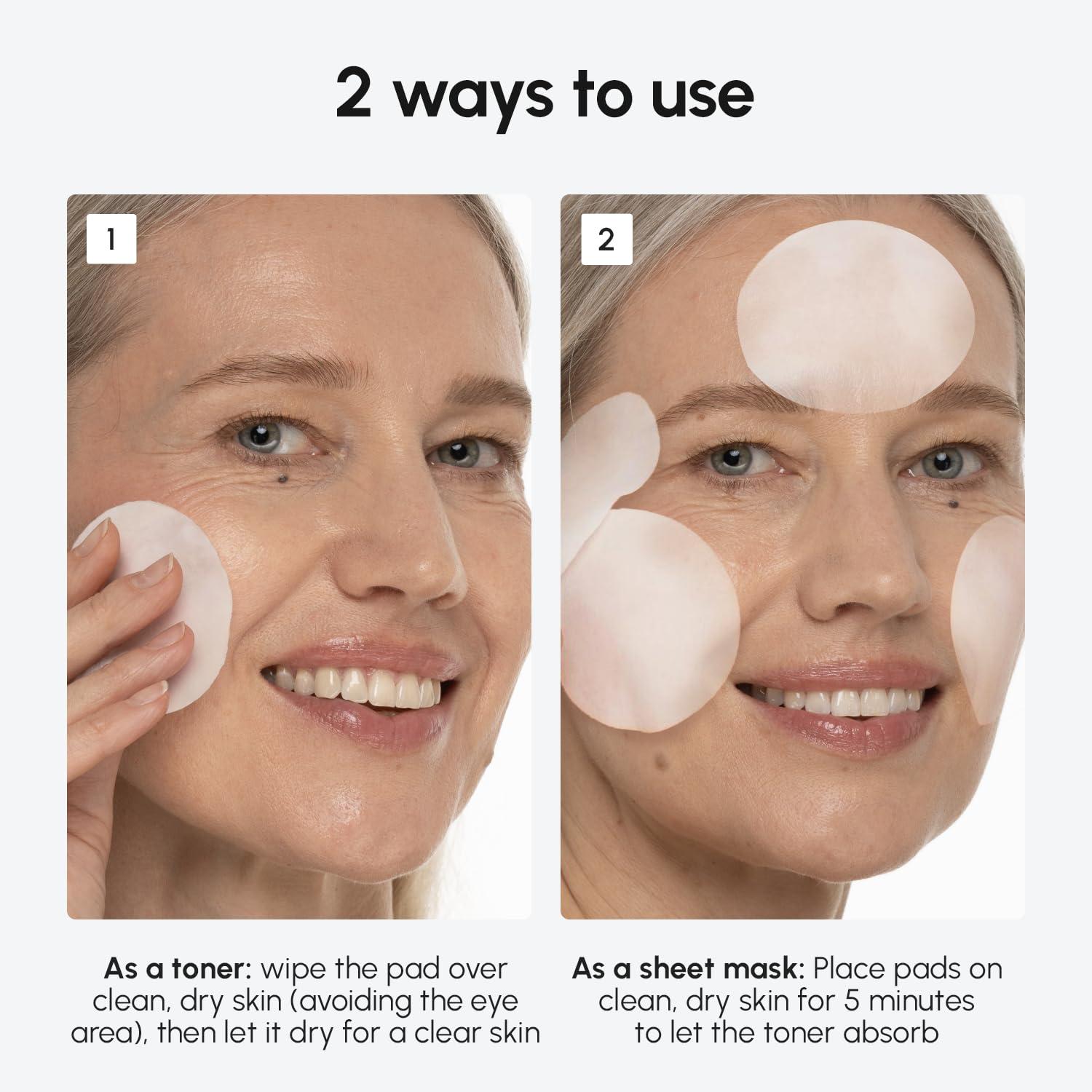 MAREE Glycolic Acid Pads – Toner Pads for Face Cleansing – Exfoliating Pad with Tea Tree Oil, Salicylic Acid & Vitamins E, B3, B5 – Acne Clearing, Skin Pore Resurfacing & Radiance Device – 80 Count(Retinol & Collagen Pads)