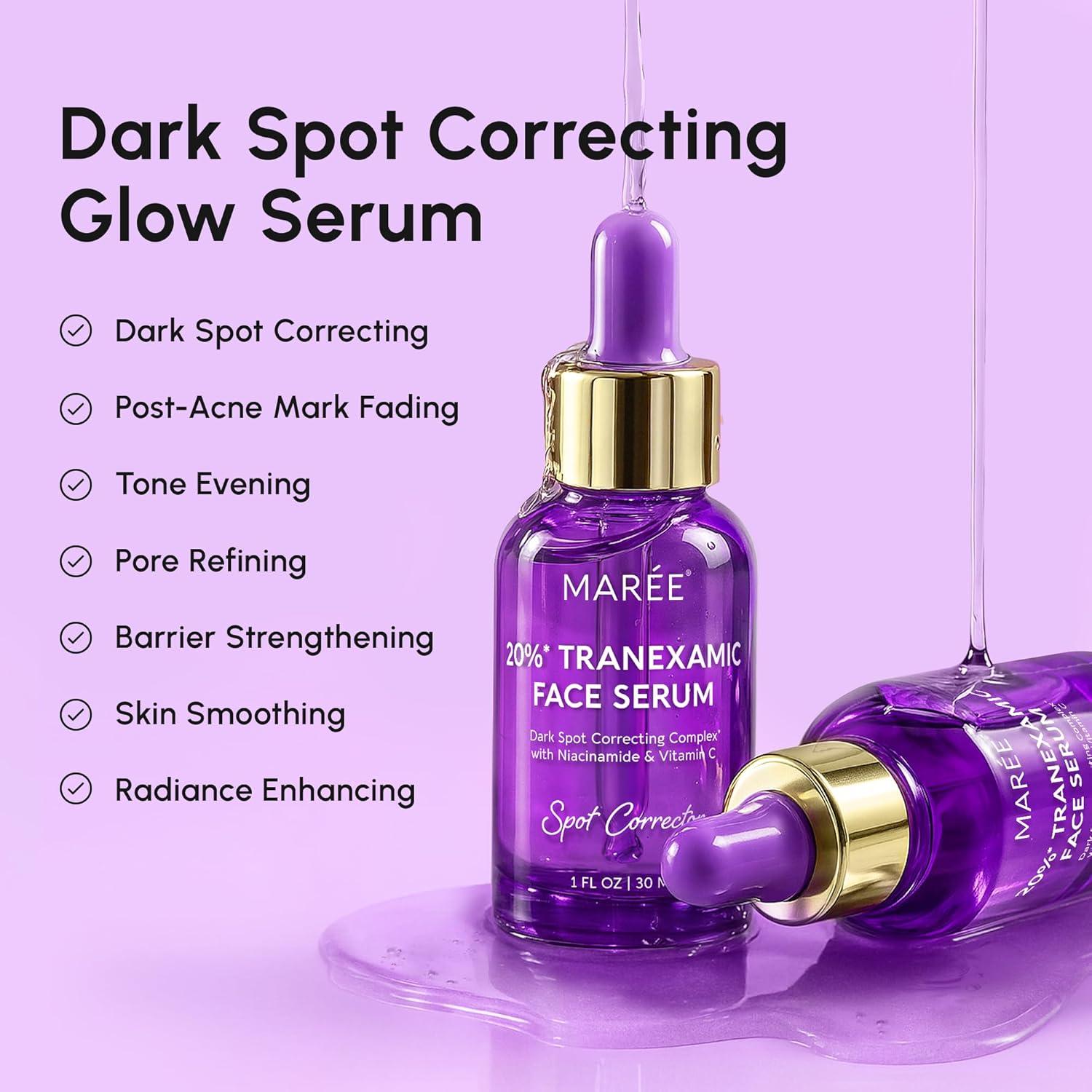 MAREE 20% Tranexamic Acid Serum Complex with Niacinamide & Vitamin C – Serum for Face & Body Dark Spot Corrector – Age Spots Hyperpigmentation Care Remover – Brightening Acido Tranexamico para Manchas(Tranexamic Acid Face Serum)