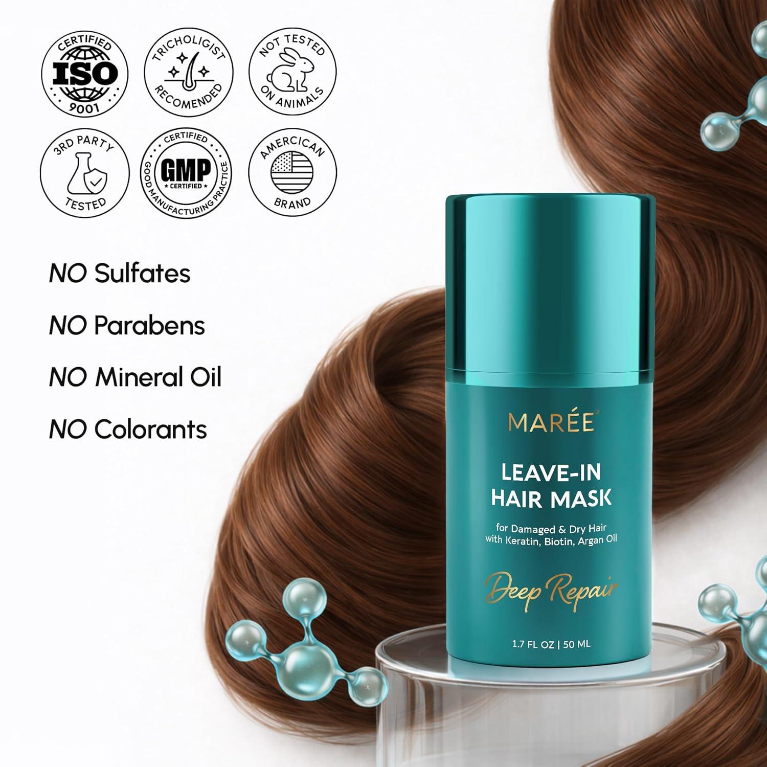 MAREE Curl Repair Hair Mask – Deep Conditioning Care for Damaged, Dry Curly Hair Products for Women & Men – Curl Moisturizer & Conditioner – Tratamiento Mascarilla para el Cabello Seco y Maltratado(Leave-In Hair Mask)