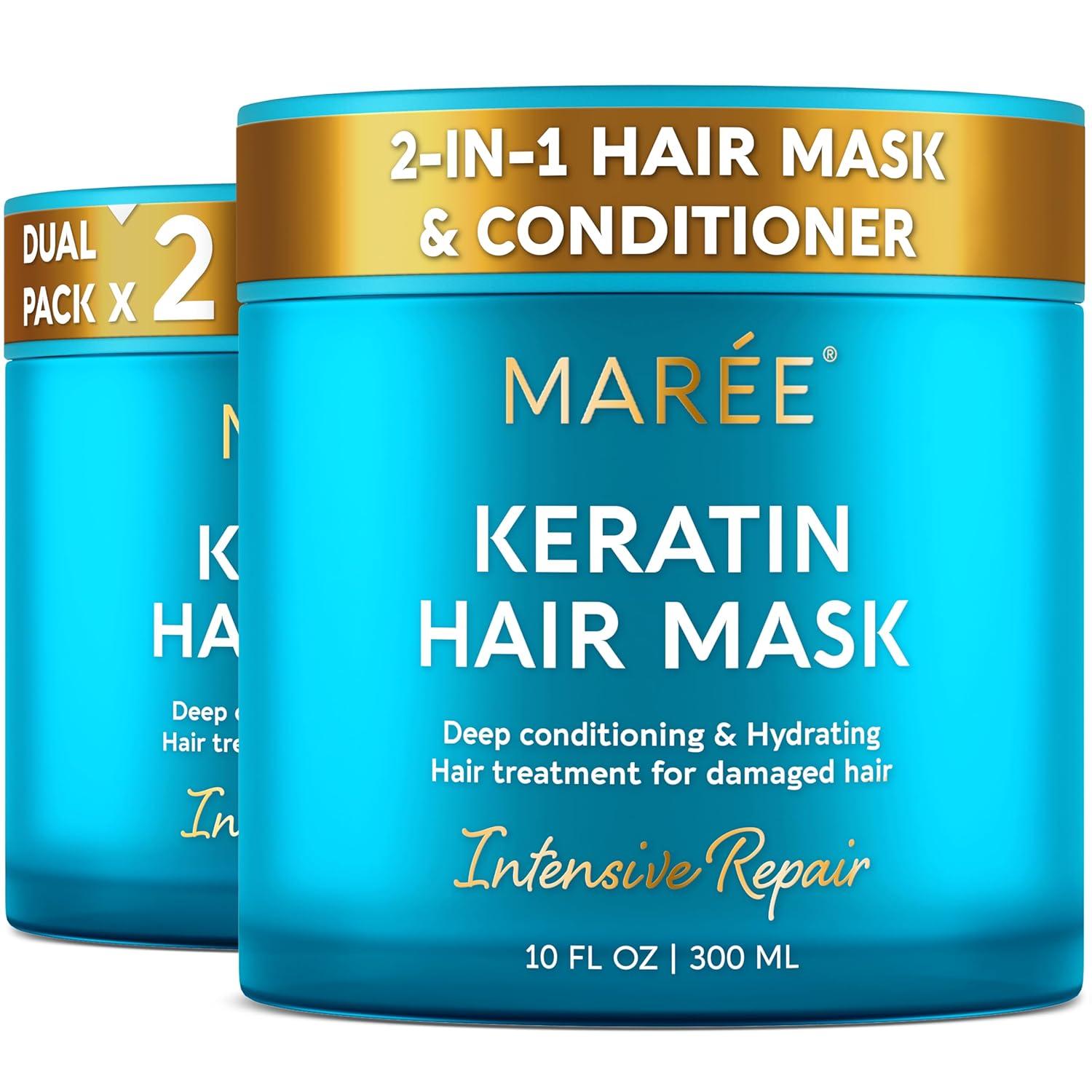 MAREE Curl Repair Hair Mask – Deep Conditioning Care for Damaged, Dry Curly Hair Products for Women & Men – Curl Moisturizer & Conditioner – Tratamiento Mascarilla para el Cabello Seco y Maltratado(White)