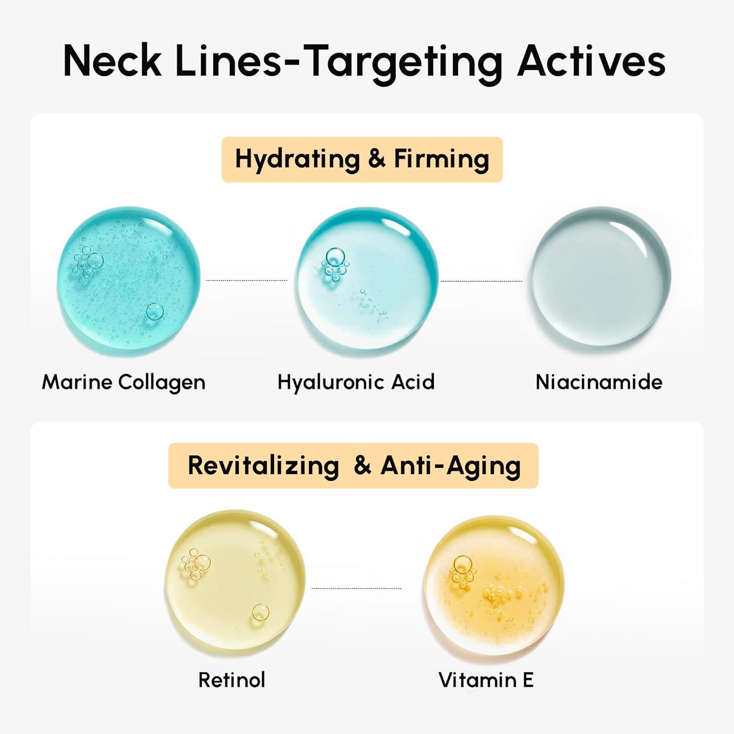 MAREE Neck Wrinkle Patches – Collagen Anti-Wrinkle Patches with Retinol & Hyaluronic Acid for Face Lift – Neck Mask for Tightening and Firming – Neck Lifting Mask & Face Tape for Neck Wrinkles – 5 Pcs
