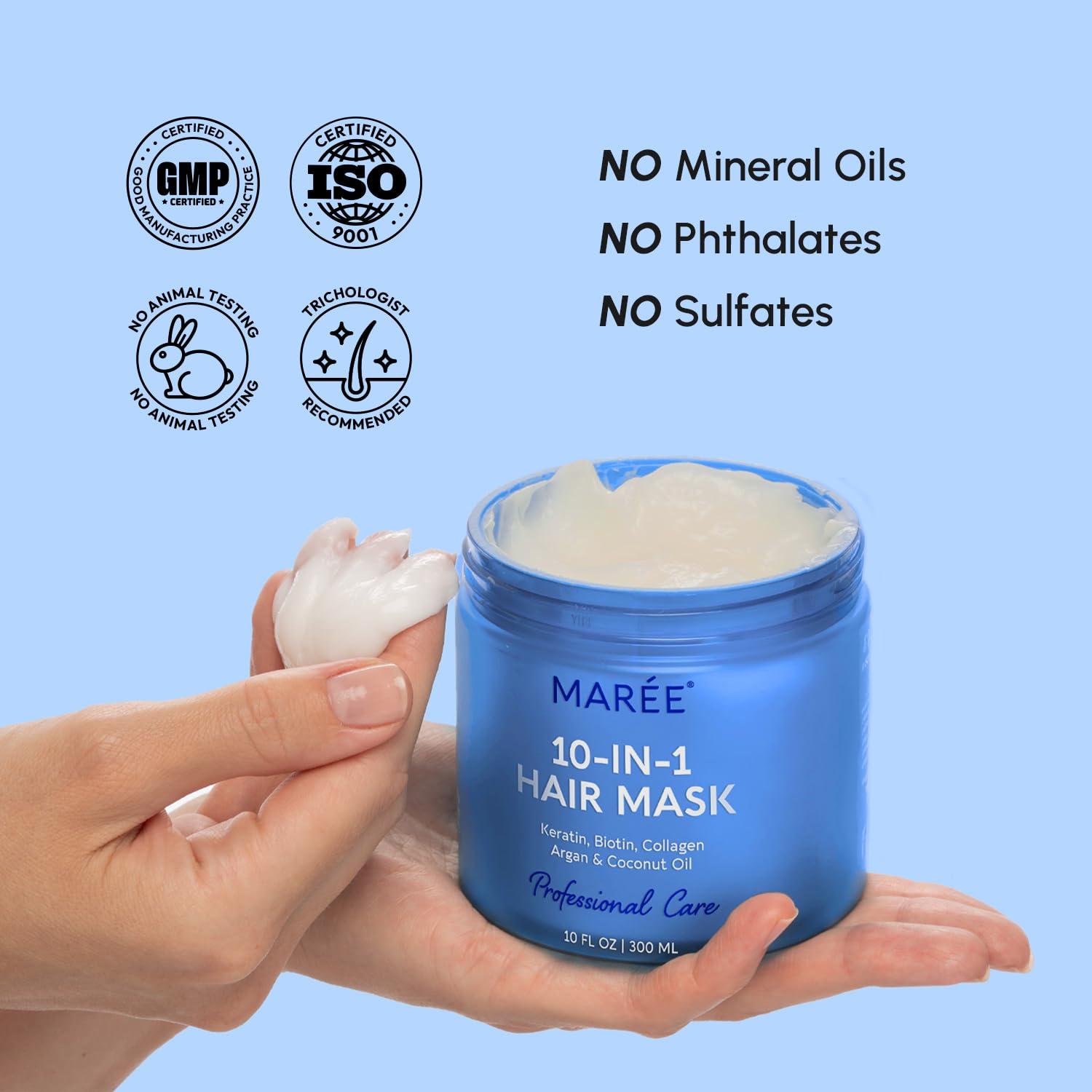 MAREE Curl Repair Hair Mask – Deep Conditioning Care for Damaged, Dry Curly Hair Products for Women & Men – Curl Moisturizer & Conditioner – Tratamiento Mascarilla para el Cabello Seco y Maltratado(10-in-1)