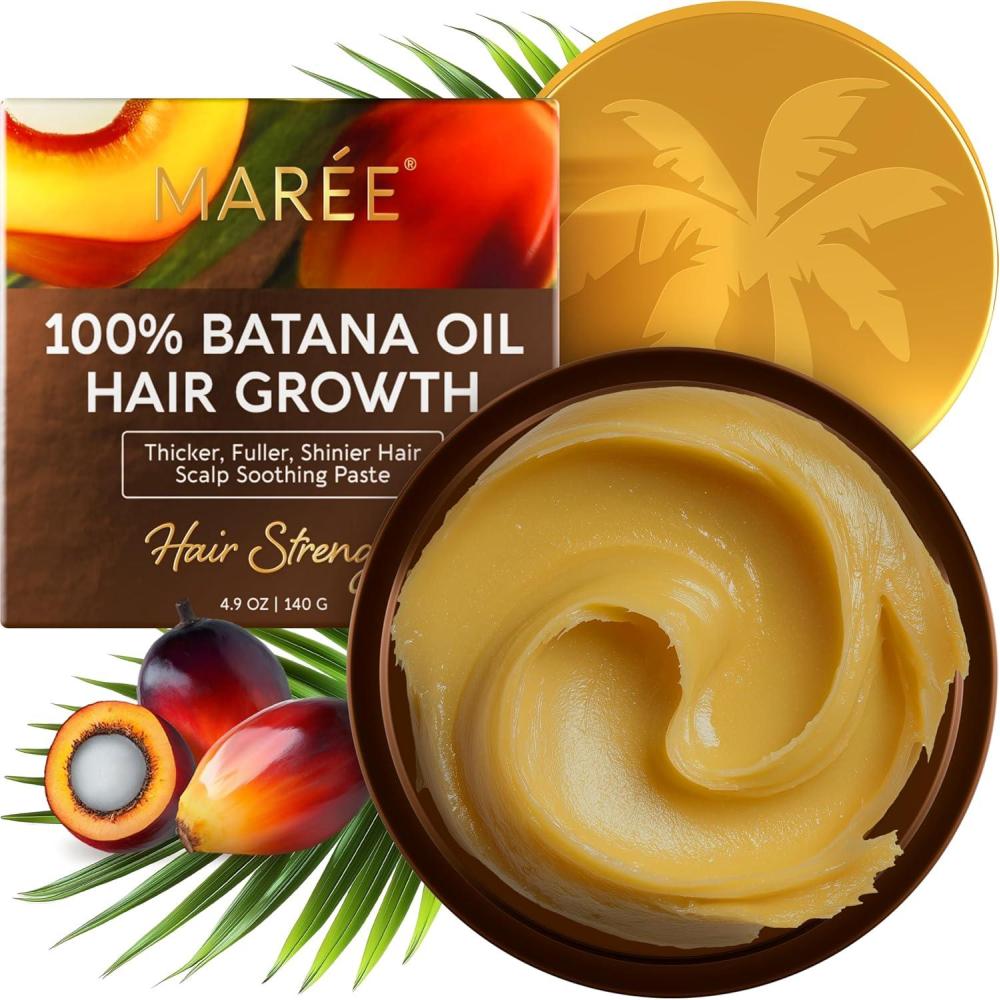 MAREE Batana Oil for Hair Growth – 100% Natural Botana Oils Hair Growth – Raw Batama Oil Paste from Honduras – Density, Thickness & Scalp Soothing for Women and Men – Aceite de Batana Para el Cabello(4.9 Ounce (Pack of 1))