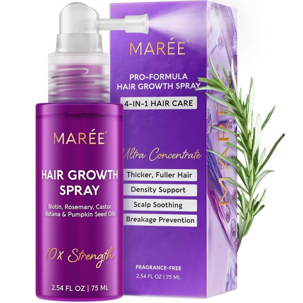 MAREE Hair Growth Spray – Caffeine, Batana, Castor & Rosemary Oil for Hair Growth – Products for Women & Men – Hair Oils for Hair Growth – Hair Thickening Spray for Roots – Hair Regrowth & Scalp Care(Hair Growth Spray)