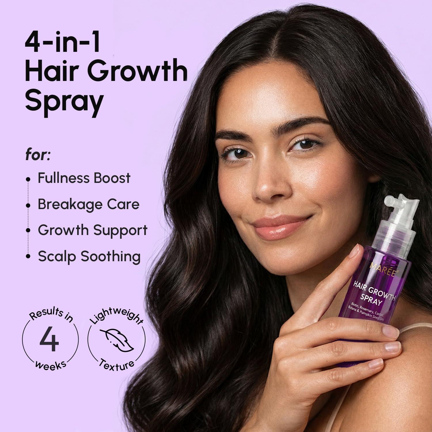 MAREE Hair Growth Spray – Caffeine, Batana, Castor & Rosemary Oil for Hair Growth – Products for Women & Men – Hair Oils for Hair Growth – Hair Thickening Spray for Roots – Hair Regrowth & Scalp Care(Hair Growth Spray)