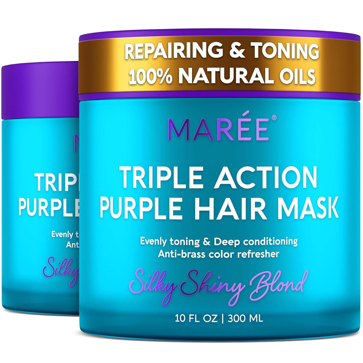 MAREE Deep Conditioning Leave-In Hair Mask for Damaged Hair – Keratin Hair Treatment with Biotin, Natural Oils & Vitamins – Leave-In Conditioner for Repair and Hydration – Mascarilla Para Cabello(Purple)