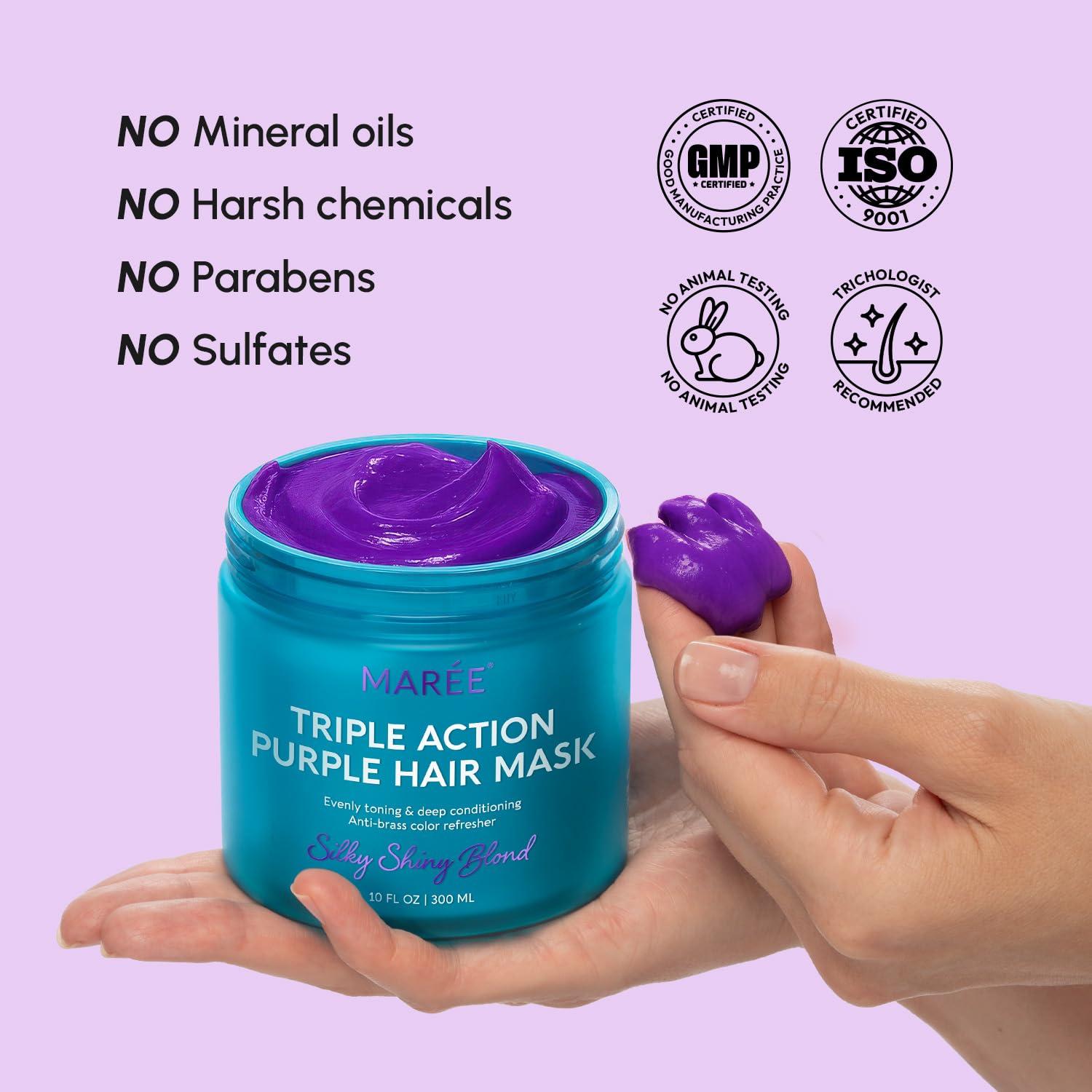 MAREE Deep Conditioning Leave-In Hair Mask for Damaged Hair – Keratin Hair Treatment with Biotin, Natural Oils & Vitamins – Leave-In Conditioner for Repair and Hydration – Mascarilla Para Cabello(Purple)