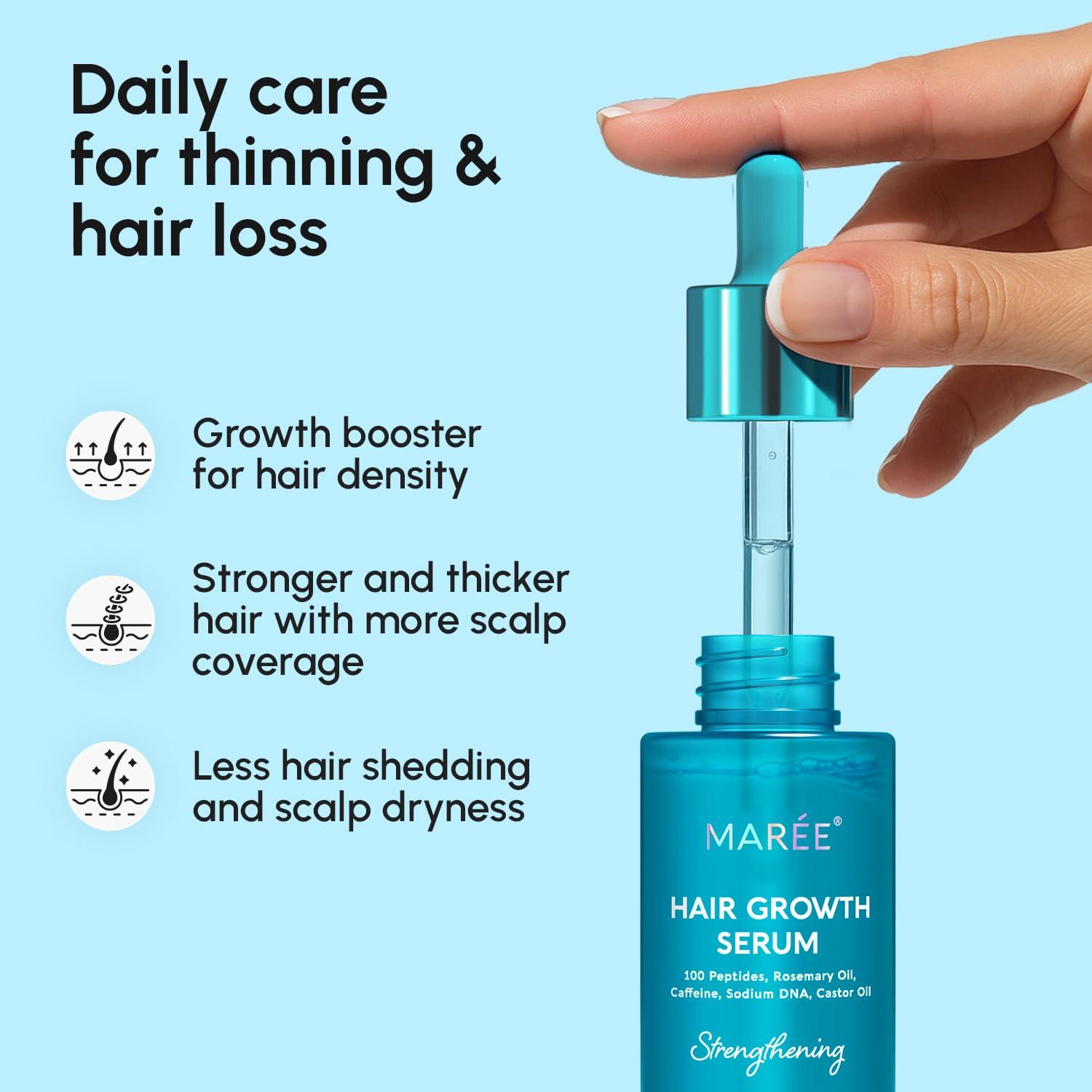 MAREE Hair Growth Spray – Caffeine, Batana, Castor & Rosemary Oil for Hair Growth – Products for Women & Men – Hair Oils for Hair Growth – Hair Thickening Spray for Roots – Hair Regrowth & Scalp Care(Hair Growth Serum)
