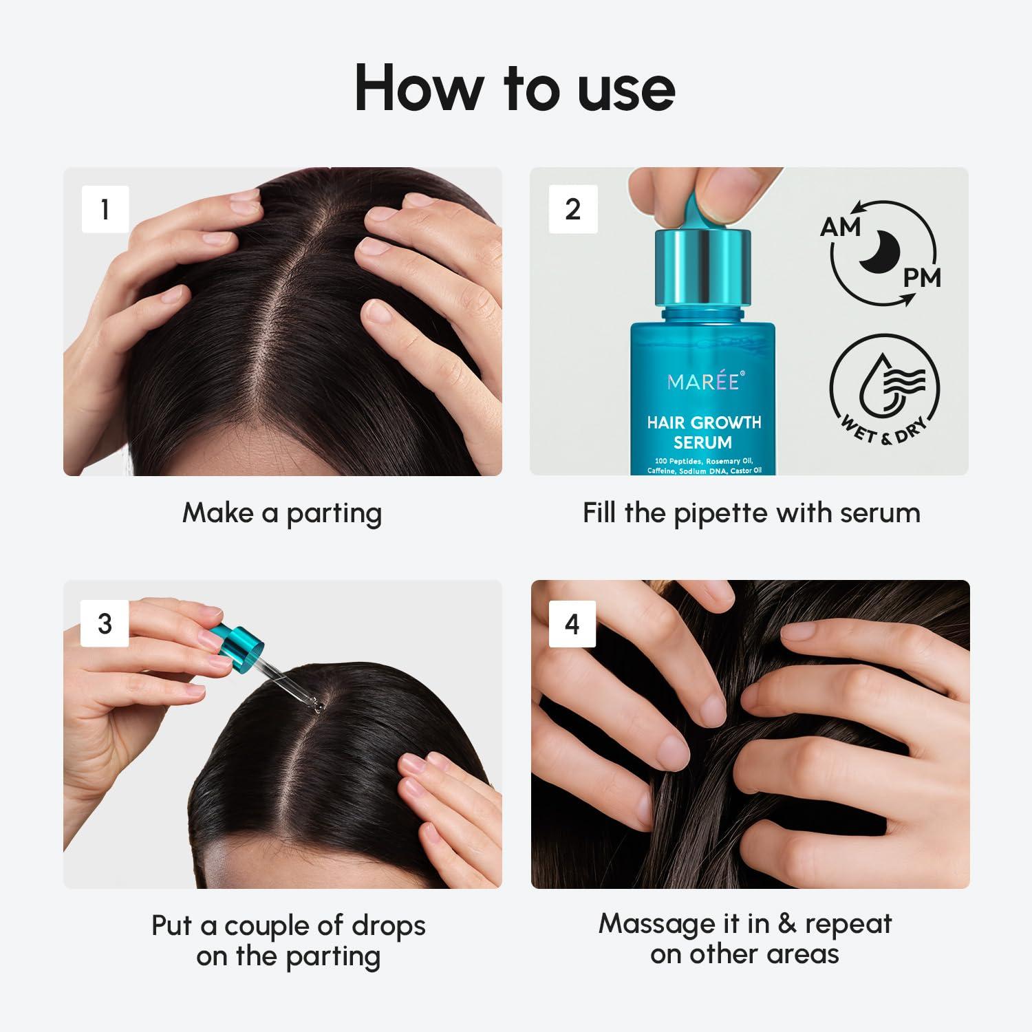 MAREE Hair Growth Spray – Caffeine, Batana, Castor & Rosemary Oil for Hair Growth – Products for Women & Men – Hair Oils for Hair Growth – Hair Thickening Spray for Roots – Hair Regrowth & Scalp Care(Hair Growth Serum)