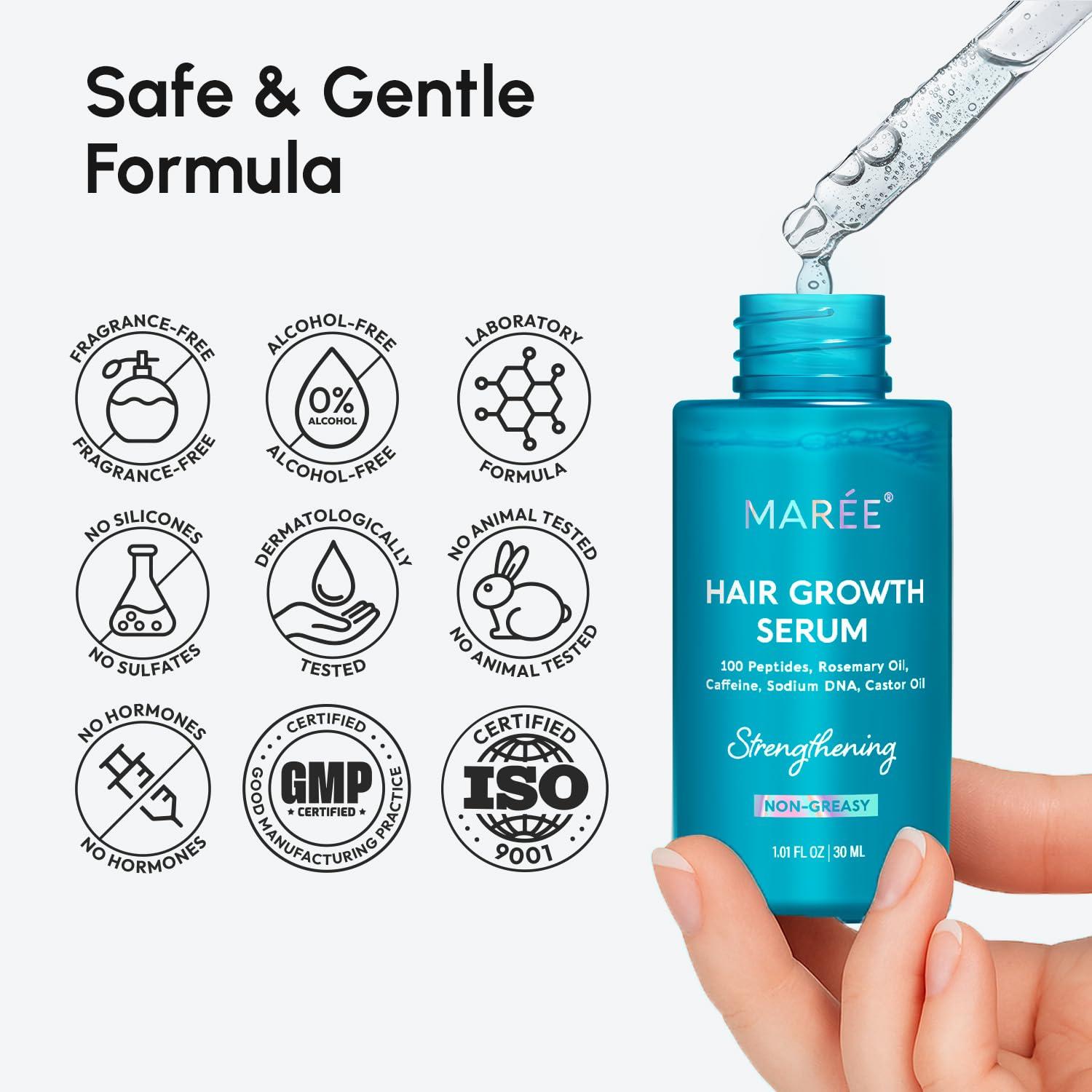 MAREE Hair Growth Spray – Caffeine, Batana, Castor & Rosemary Oil for Hair Growth – Products for Women & Men – Hair Oils for Hair Growth – Hair Thickening Spray for Roots – Hair Regrowth & Scalp Care(Hair Growth Serum)