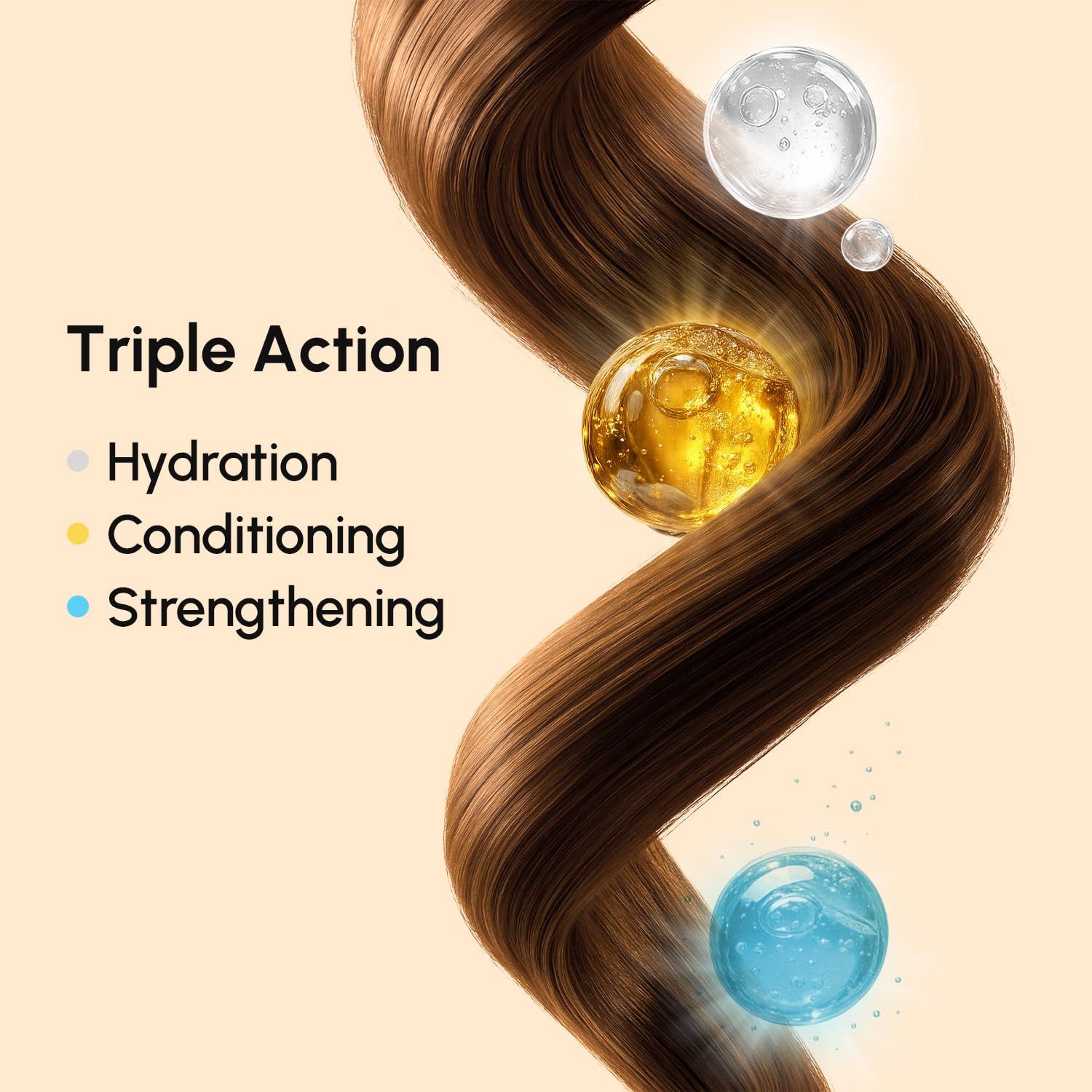 MAREE Deep Conditioning Leave-In Hair Mask for Damaged Hair – Keratin Hair Treatment with Biotin, Natural Oils & Vitamins – Leave-In Conditioner for Repair and Hydration – Mascarilla Para Cabello(Argan Oil & Biotin)