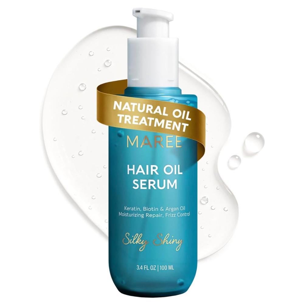 MAREE Hair Serum for Dry and Curly Hair Gloss – Hair Oil for Frizzy Hair with Argan Oil, Keratin & Biotin – Frizz Control Hair Care Products for Women – Aceite Para el Cabello – Keratin Hair Treatment(Original Hair Oil)