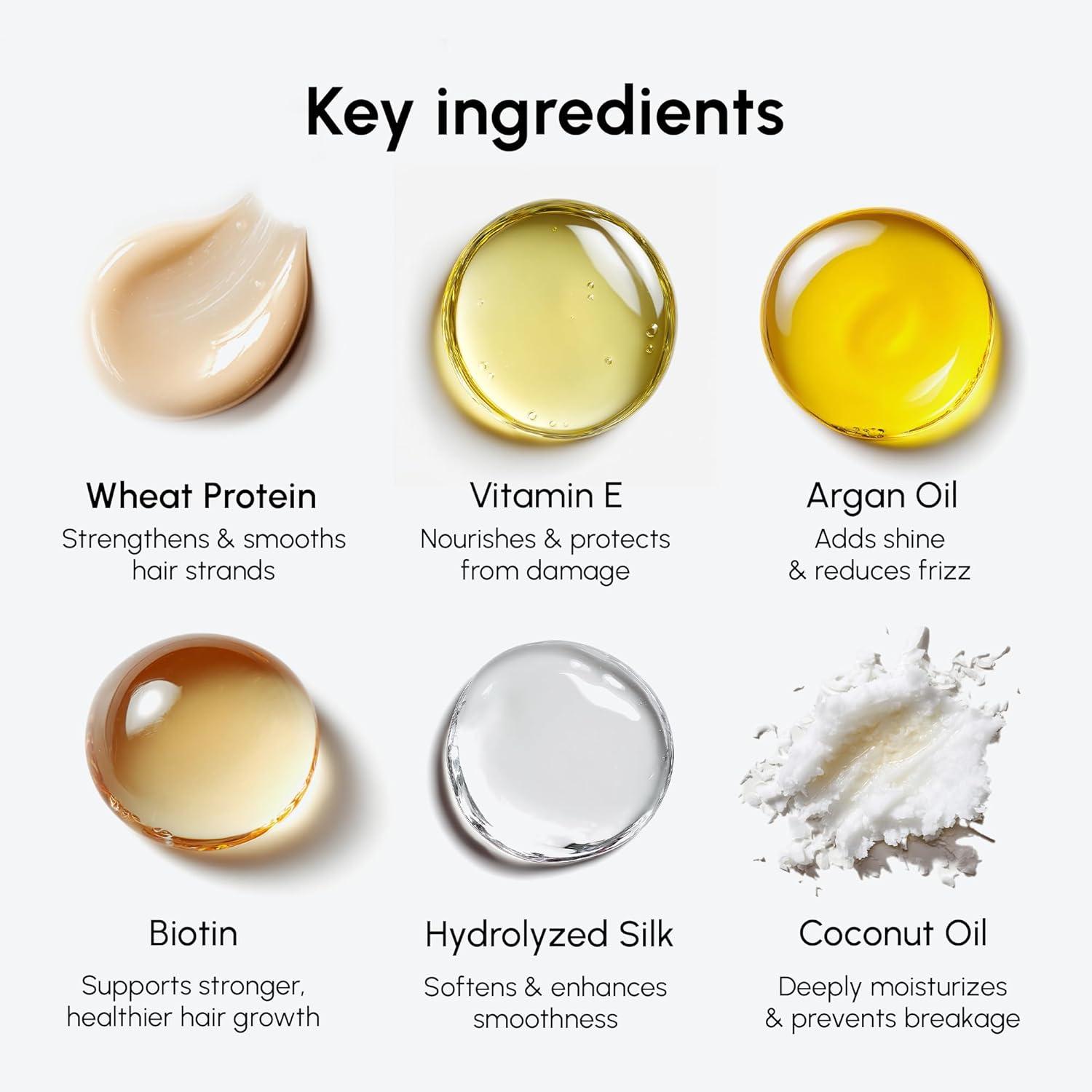 MAREE Hair Serum for Dry and Curly Hair Gloss – Hair Oil for Frizzy Hair with Argan Oil, Keratin & Biotin – Frizz Control Hair Care Products for Women – Aceite Para el Cabello – Keratin Hair Treatment(Original Hair Oil)