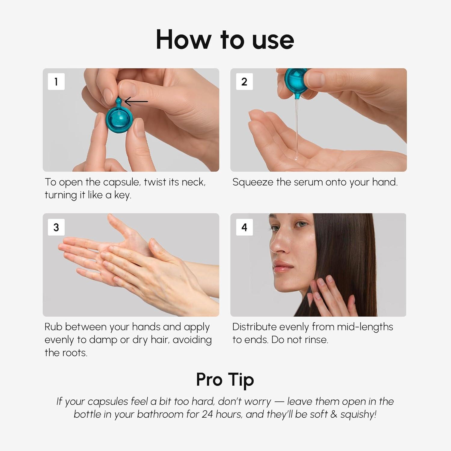 MAREE Hair Serum for Dry and Curly Hair Gloss – Hair Oil for Frizzy Hair with Argan Oil, Keratin & Biotin – Frizz Control Hair Care Products for Women – Aceite Para el Cabello – Keratin Hair Treatment(Hair Oil Capsules)