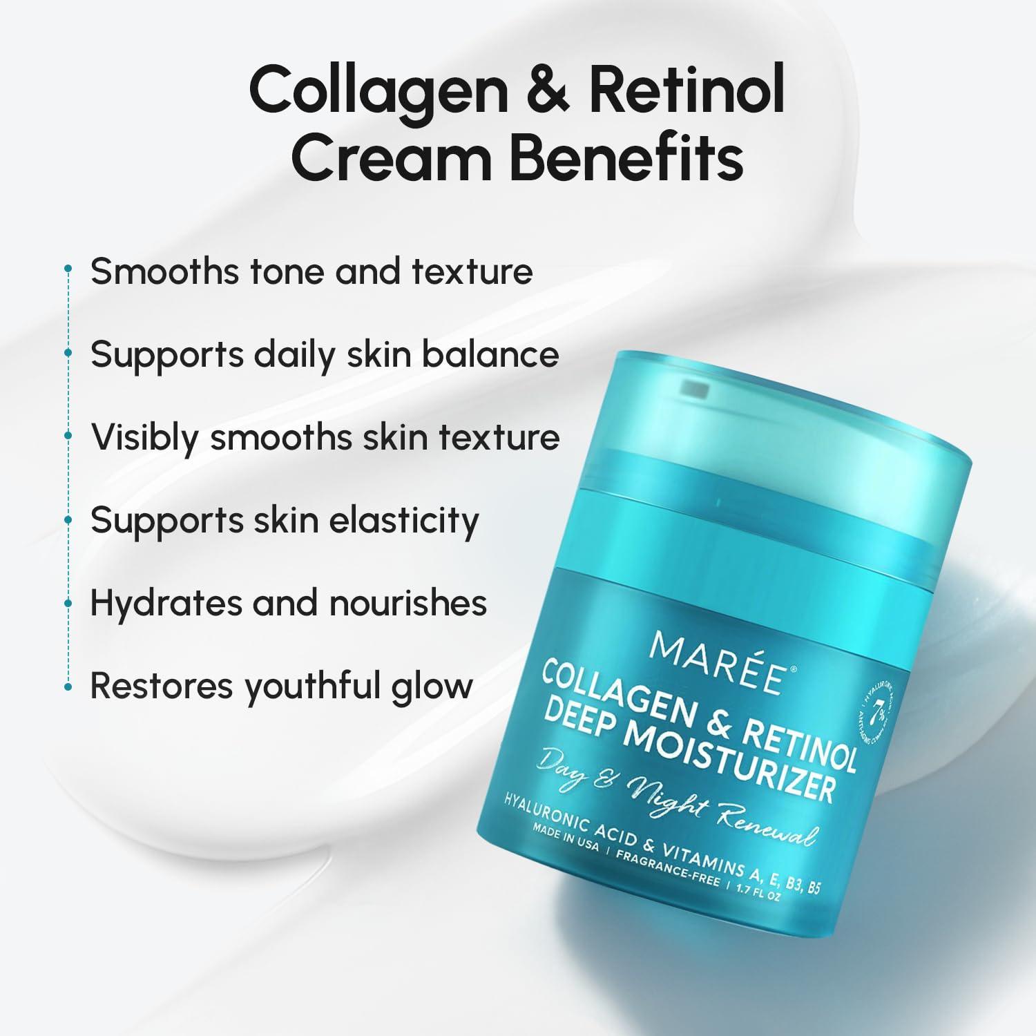 MAREE Face Moisturizer Retinol Cream for Face – Daily Wrinkle Cream for Women – Anti-Aging Face Cream – Facial Moisturizer with Collagen – Crema Hidratante Para la Cara for Skin Tightening(1.7 Fl Oz (Pack of 1))