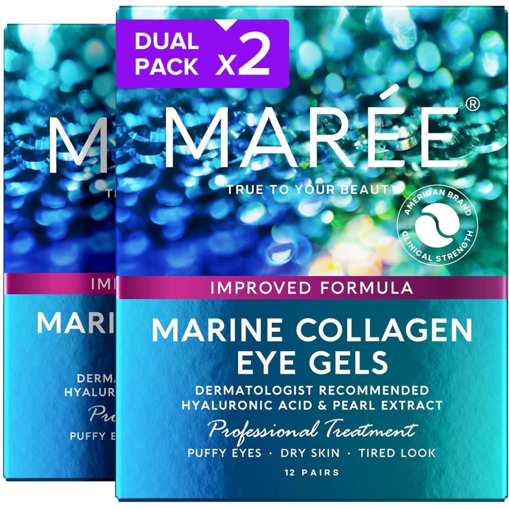 MAREE Eye Gels – Cooling Pads Under Eye Patches for Puffy Eyes and Dark Circles with Collagen & Hyaluronic Acid – Anti Wrinkles Under Eye Masks Skincare Treatment for Puffiness – Parches Para Ojeras(Multicolor)