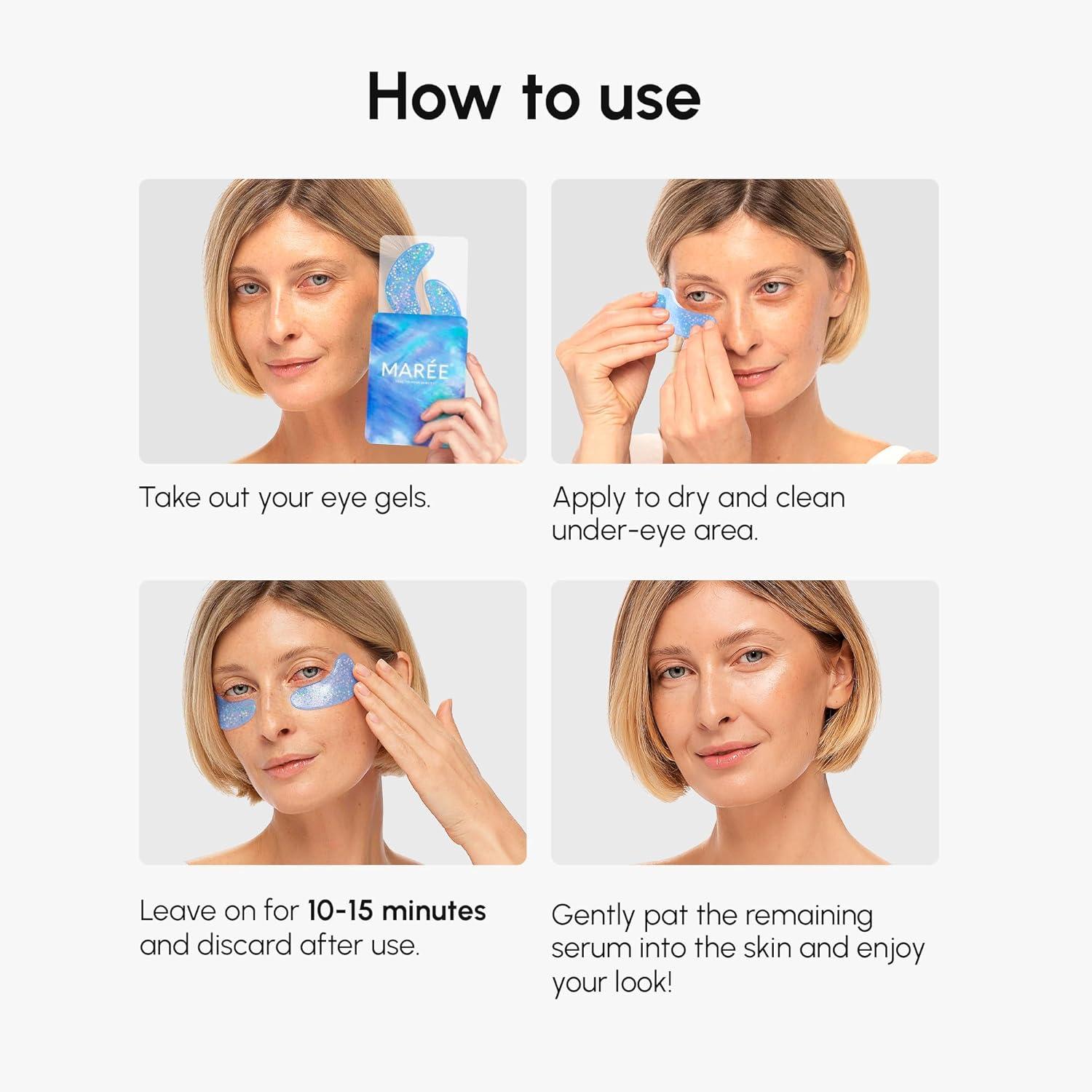 MAREE Eye Gels – Cooling Pads Under Eye Patches for Puffy Eyes and Dark Circles with Collagen & Hyaluronic Acid – Anti Wrinkles Under Eye Masks Skincare Treatment for Puffiness – Parches Para Ojeras(Multicolor)