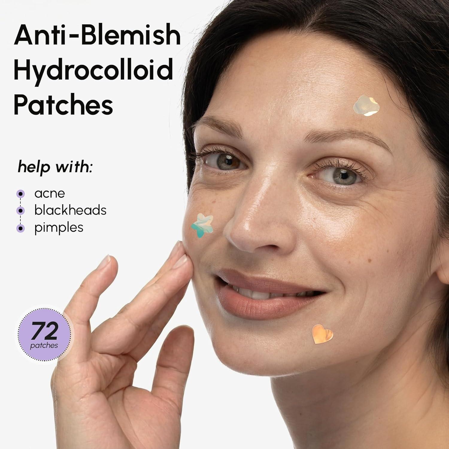 MAREE Invisible Pimple Patches – Clear Pimple Patches for Face – Hydrocolloid Acne Patches Anti Blemish – Zit Stickers for Face – Parches Para Acne – Pinple Zit Patches Pimple Stickers – 72 Dots(Holographic)