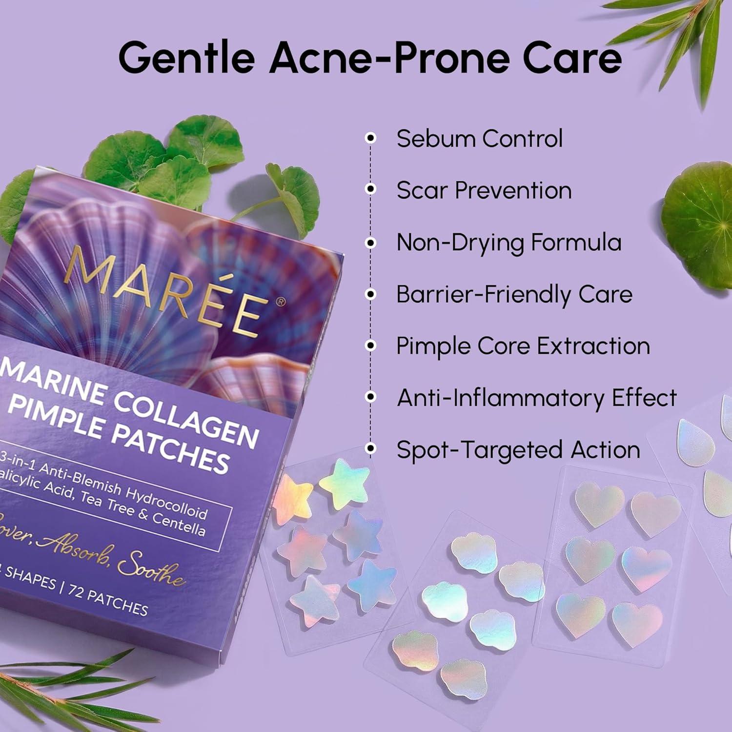 MAREE Invisible Pimple Patches – Clear Pimple Patches for Face – Hydrocolloid Acne Patches Anti Blemish – Zit Stickers for Face – Parches Para Acne – Pinple Zit Patches Pimple Stickers – 72 Dots(Holographic)