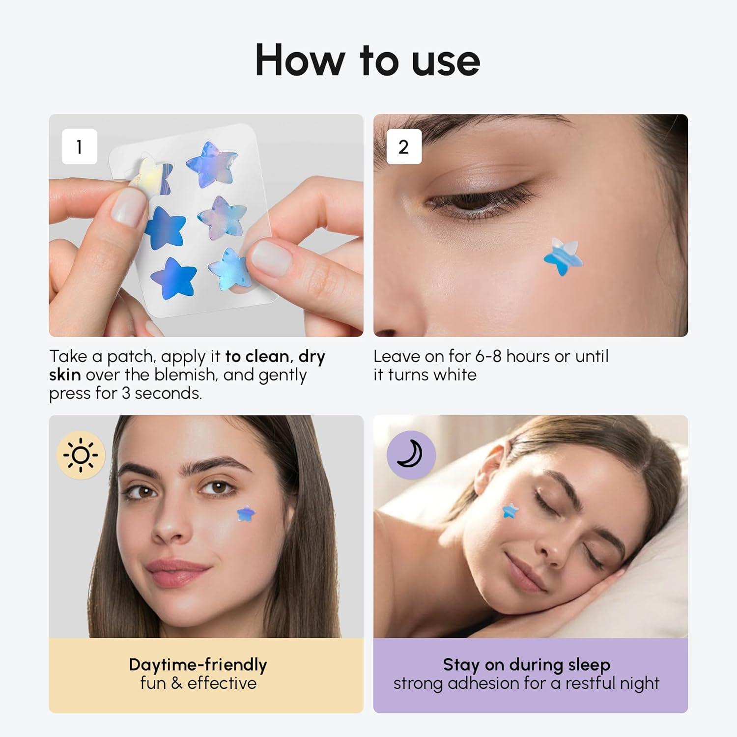 MAREE Invisible Pimple Patches – Clear Pimple Patches for Face – Hydrocolloid Acne Patches Anti Blemish – Zit Stickers for Face – Parches Para Acne – Pinple Zit Patches Pimple Stickers – 72 Dots(Holographic)
