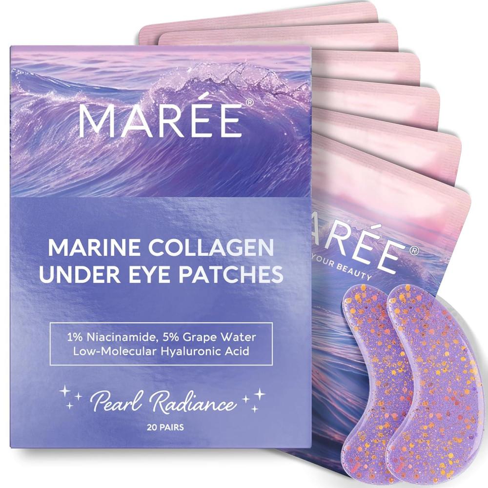 MAREE Eye Gels – Cooling Pads Under Eye Patches for Puffy Eyes and Dark Circles with Collagen & Hyaluronic Acid – Anti Wrinkles Under Eye Masks Skincare Treatment for Puffiness – Parches Para Ojeras(Violet)