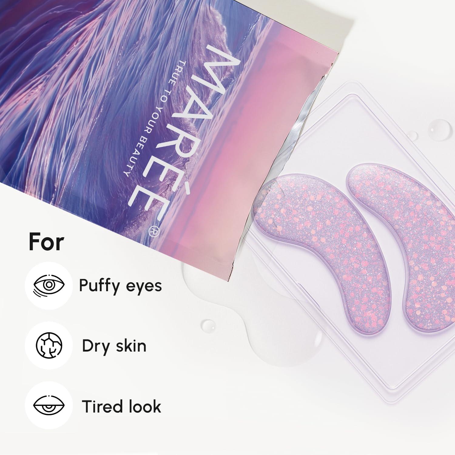 MAREE Eye Gels – Cooling Pads Under Eye Patches for Puffy Eyes and Dark Circles with Collagen & Hyaluronic Acid – Anti Wrinkles Under Eye Masks Skincare Treatment for Puffiness – Parches Para Ojeras(Violet)