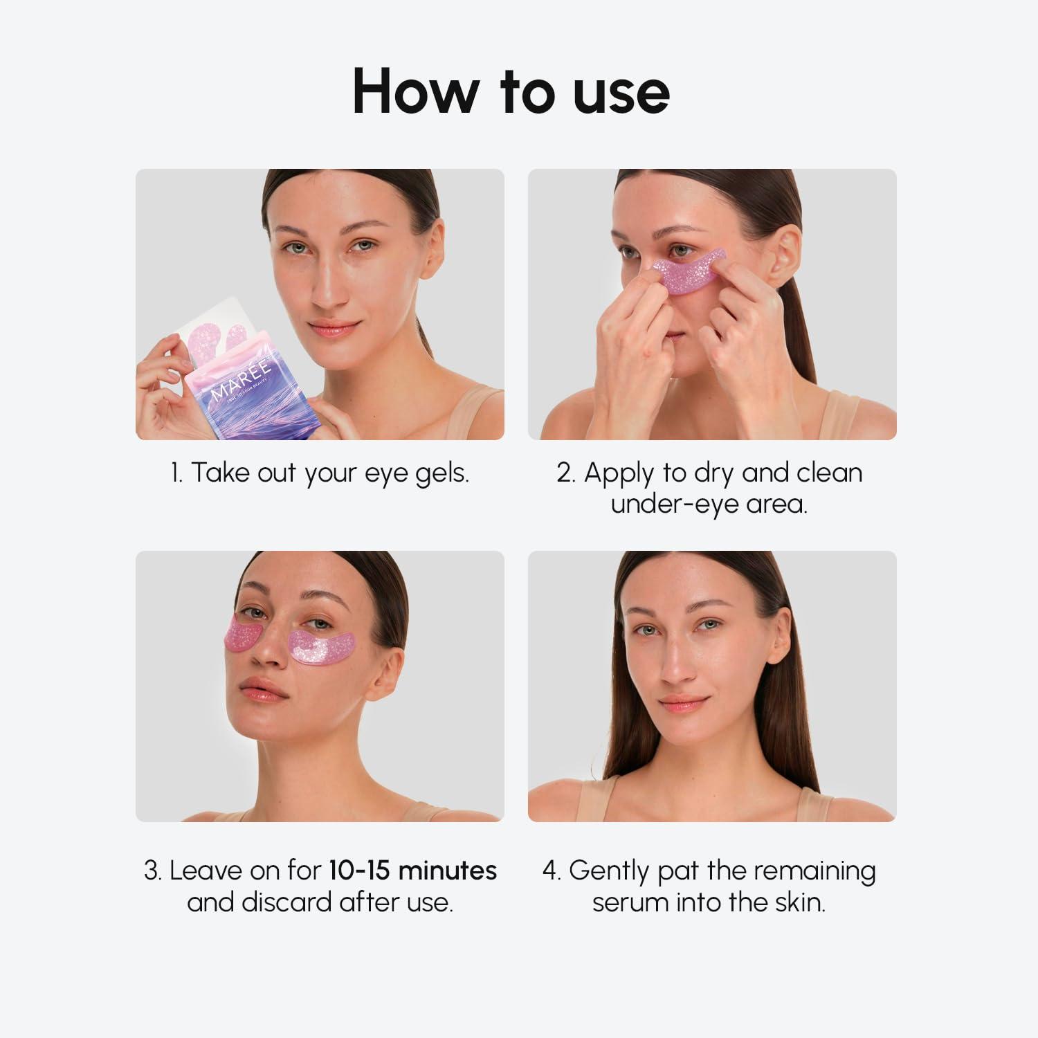 MAREE Eye Gels – Cooling Pads Under Eye Patches for Puffy Eyes and Dark Circles with Collagen & Hyaluronic Acid – Anti Wrinkles Under Eye Masks Skincare Treatment for Puffiness – Parches Para Ojeras(Violet)