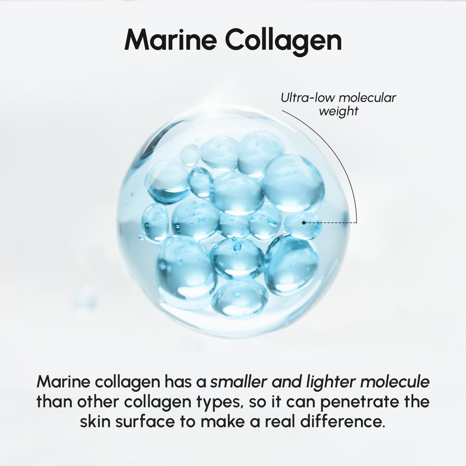 MAREE Collagen Facial Mask with Hyaluronic Acid — Sheet Face Mask Skincare — Centella Asiatica, Green & Red Algae Extract — Hydrating Facemask For Women Skin Care — Mascarillas Para La Cara — 6 Count(White)