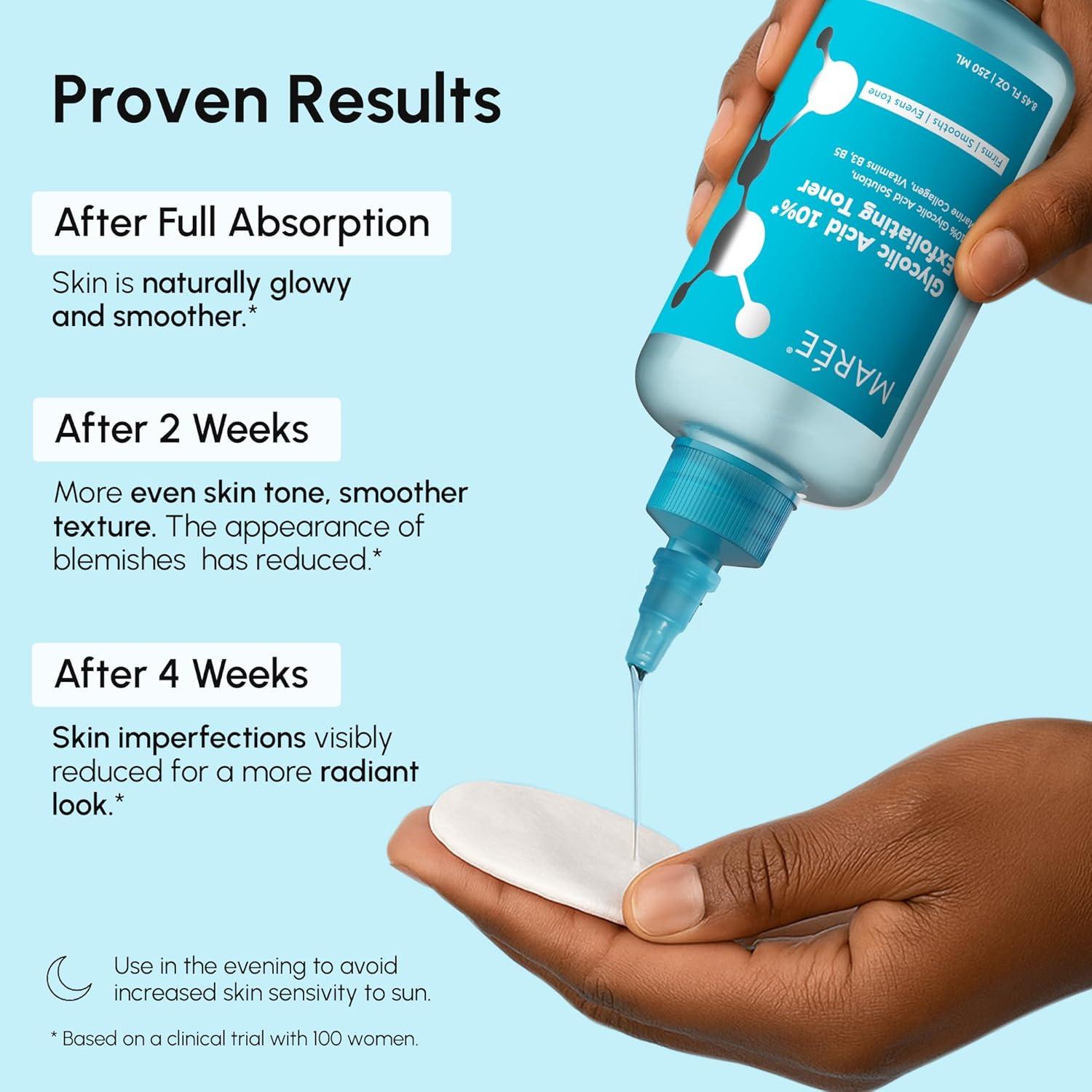MAREE Exfoliating Toner with Salicylic Acid – AHA BHA Face Exfoliant & Pore Cleaner – BHA Liquid Exfoliant for Sebum & Dead Skin Care Remover – Face Exfoliator – Acido Salicilico Exfoliante Facial(Glycolic Acid)