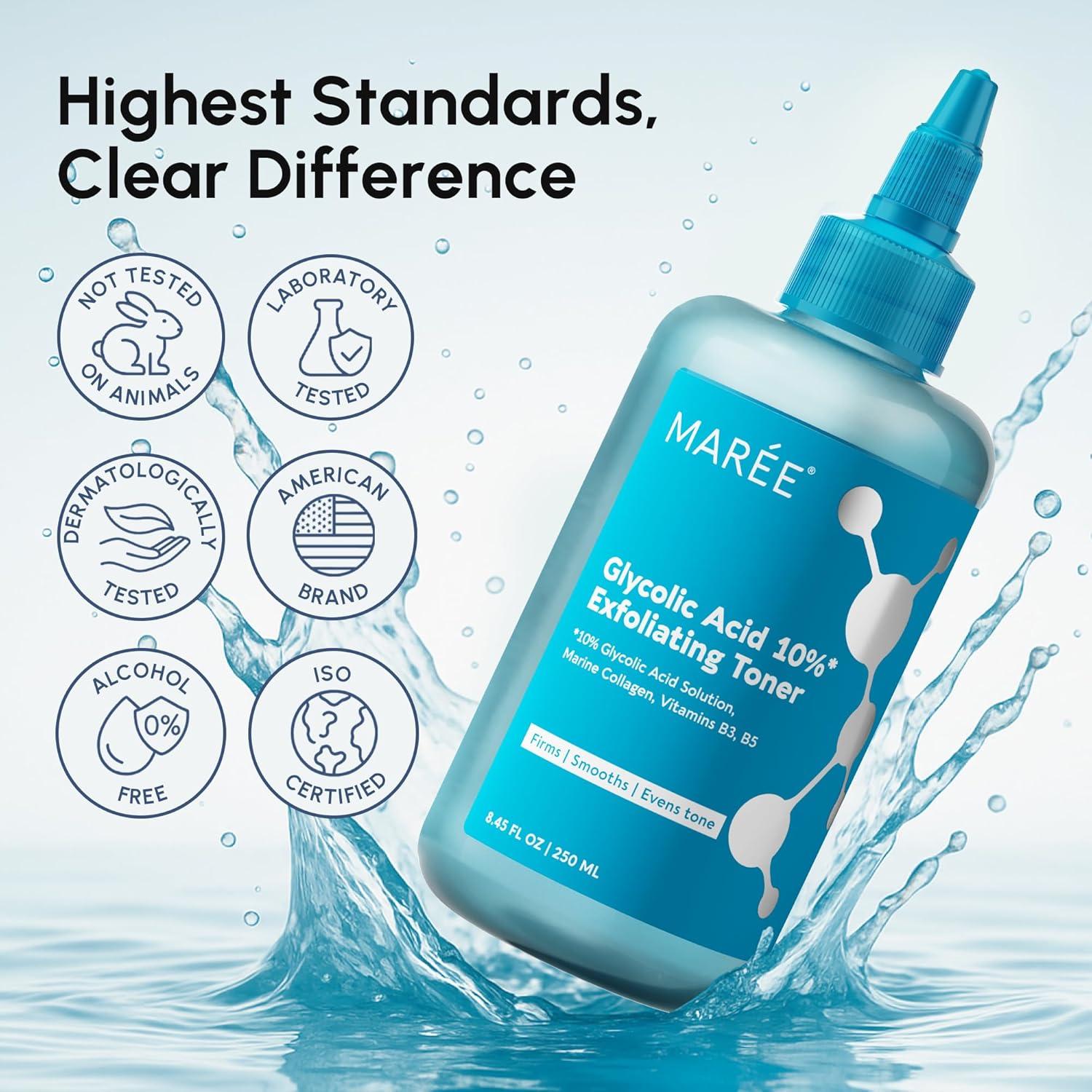 MAREE Exfoliating Toner with Salicylic Acid – AHA BHA Face Exfoliant & Pore Cleaner – BHA Liquid Exfoliant for Sebum & Dead Skin Care Remover – Face Exfoliator – Acido Salicilico Exfoliante Facial(Glycolic Acid)