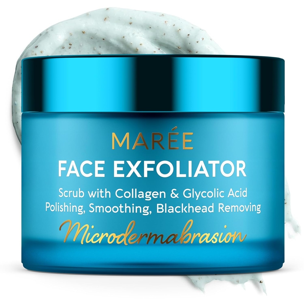 MAREE Face Exfoliator – Microdermabrasion Facial Scrub & Exfoliating Face Wash for Women – Collagen & Glycolic Acid – Gentle Scrub and Exfoliant – Men Exfoliating Scrubber – Exfoliante Facial Cleanser(3.0 Ounce (Pack of 1))