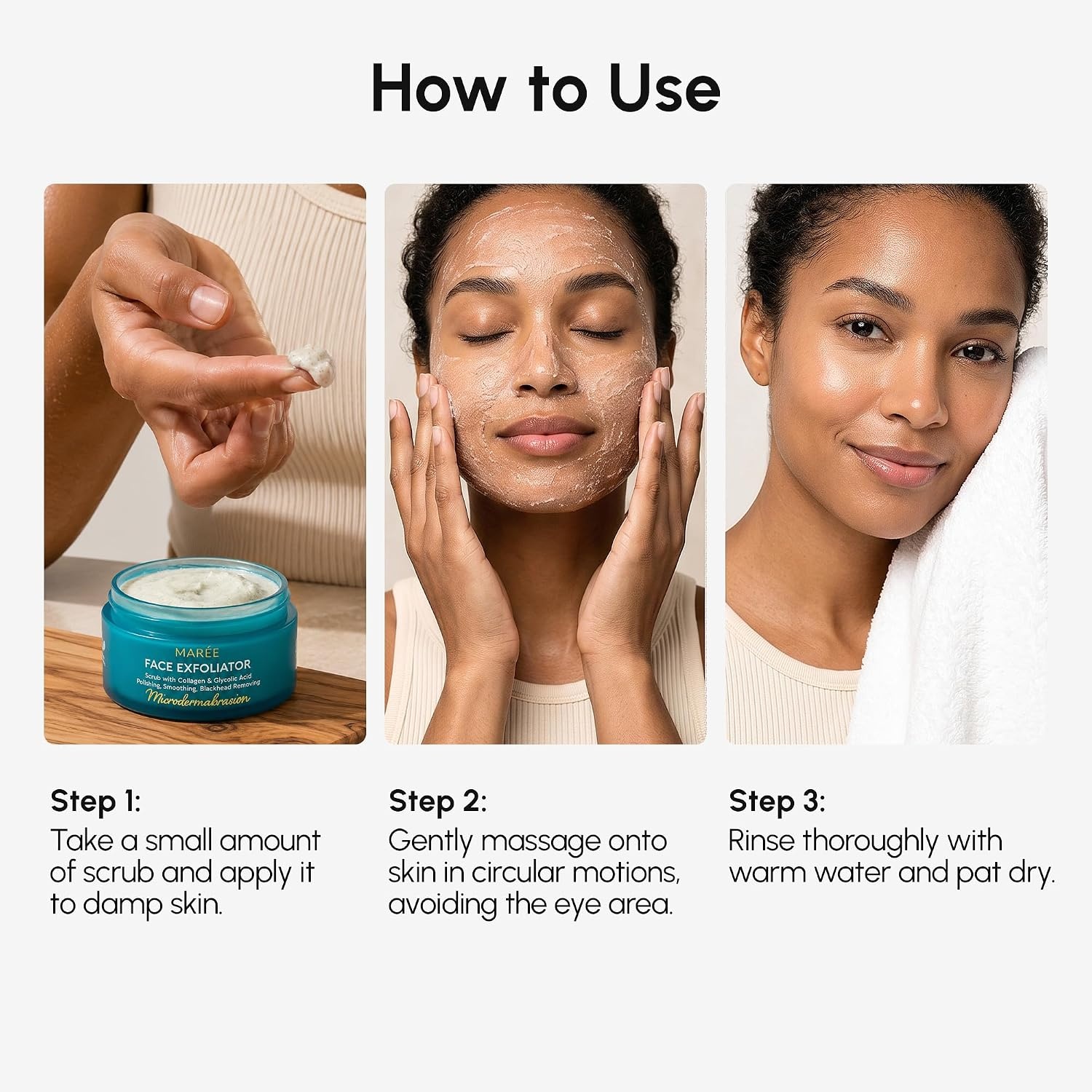 MAREE Face Exfoliator – Microdermabrasion Facial Scrub & Exfoliating Face Wash for Women – Collagen & Glycolic Acid – Gentle Scrub and Exfoliant – Men Exfoliating Scrubber – Exfoliante Facial Cleanser(3.0 Ounce (Pack of 1))