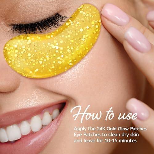 MAREE Eye Gels – Cooling Pads Under Eye Patches for Puffy Eyes and Dark Circles with Collagen & Hyaluronic Acid – Anti Wrinkles Under Eye Masks Skincare Treatment for Puffiness – Parches Para Ojeras(Gold)
