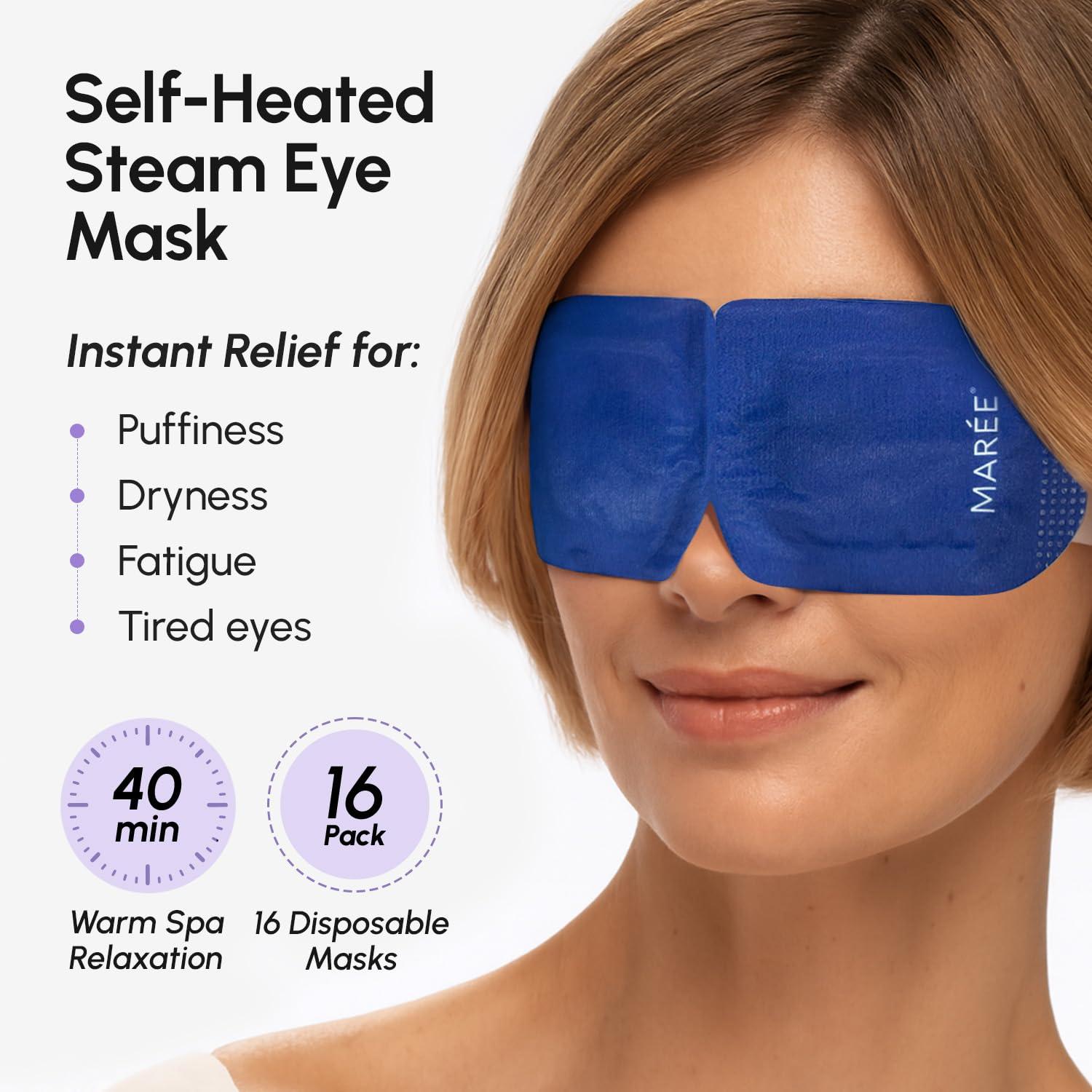 MAREE Heated Eye Masks for Dry Eyes – Steam Eye Mask Disposable – Lavender Self Heating Eye Mask for Puffy Eye – Facial Steamer Alternative for Relaxation – Warm Compress for Eyes – Spa Gift for Women(16 Count (Pack of 1))
