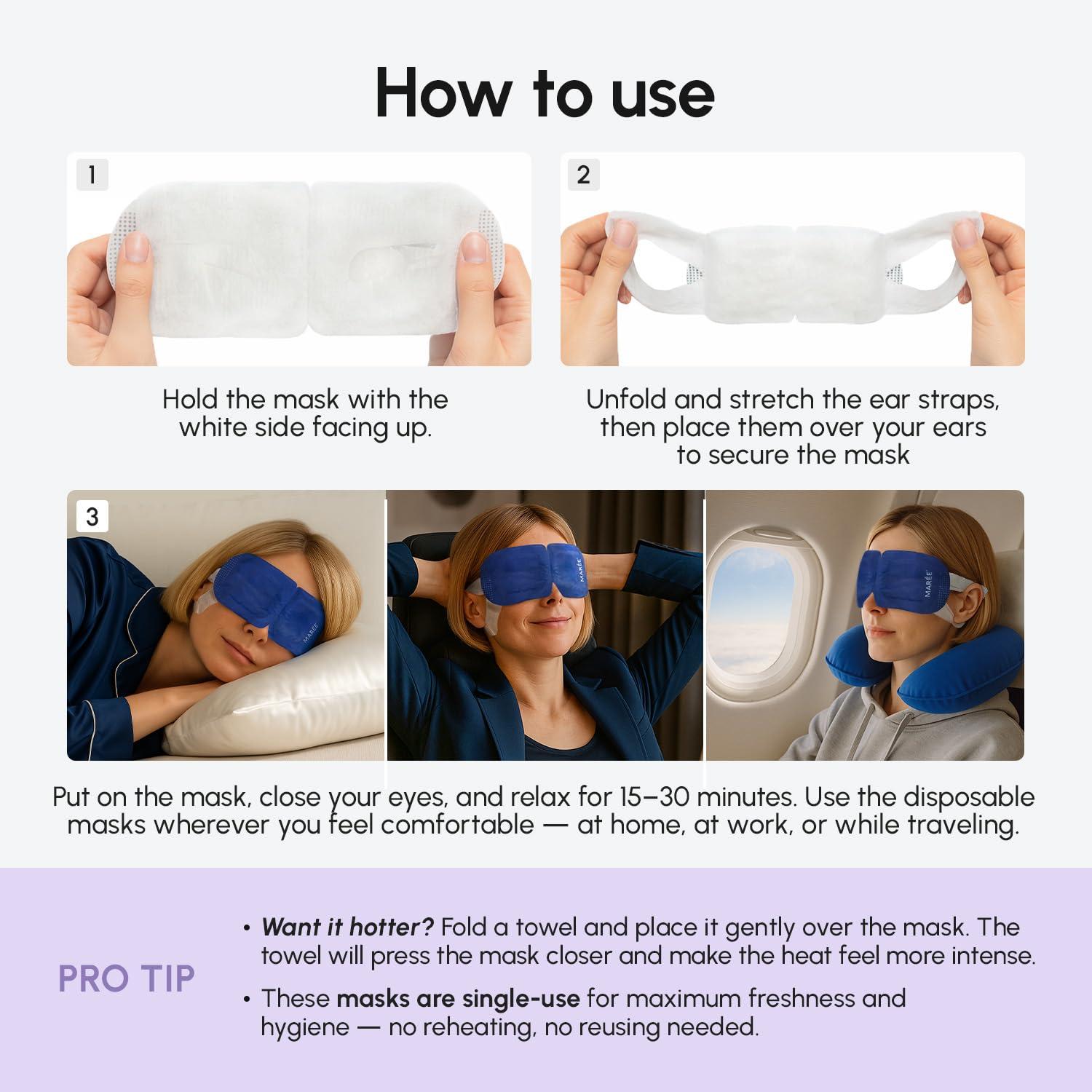 MAREE Heated Eye Masks for Dry Eyes – Steam Eye Mask Disposable – Lavender Self Heating Eye Mask for Puffy Eye – Facial Steamer Alternative for Relaxation – Warm Compress for Eyes – Spa Gift for Women(16 Count (Pack of 1))