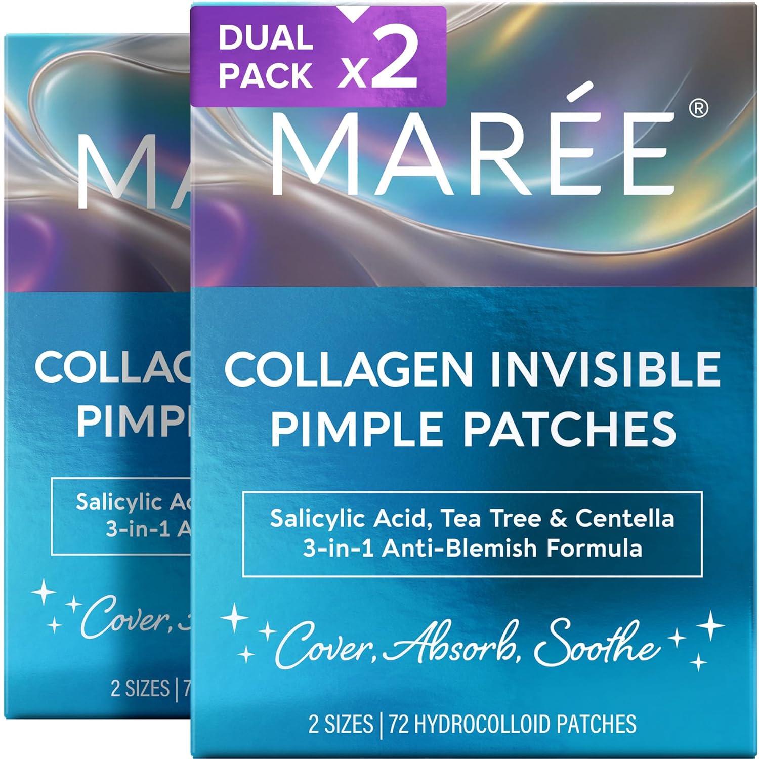 MAREE Invisible Pimple Patches – Clear Pimple Patches for Face – Hydrocolloid Acne Patches Anti Blemish – Zit Stickers for Face – Parches Para Acne – Pinple Zit Patches Pimple Stickers – 72 Dots(Clear)