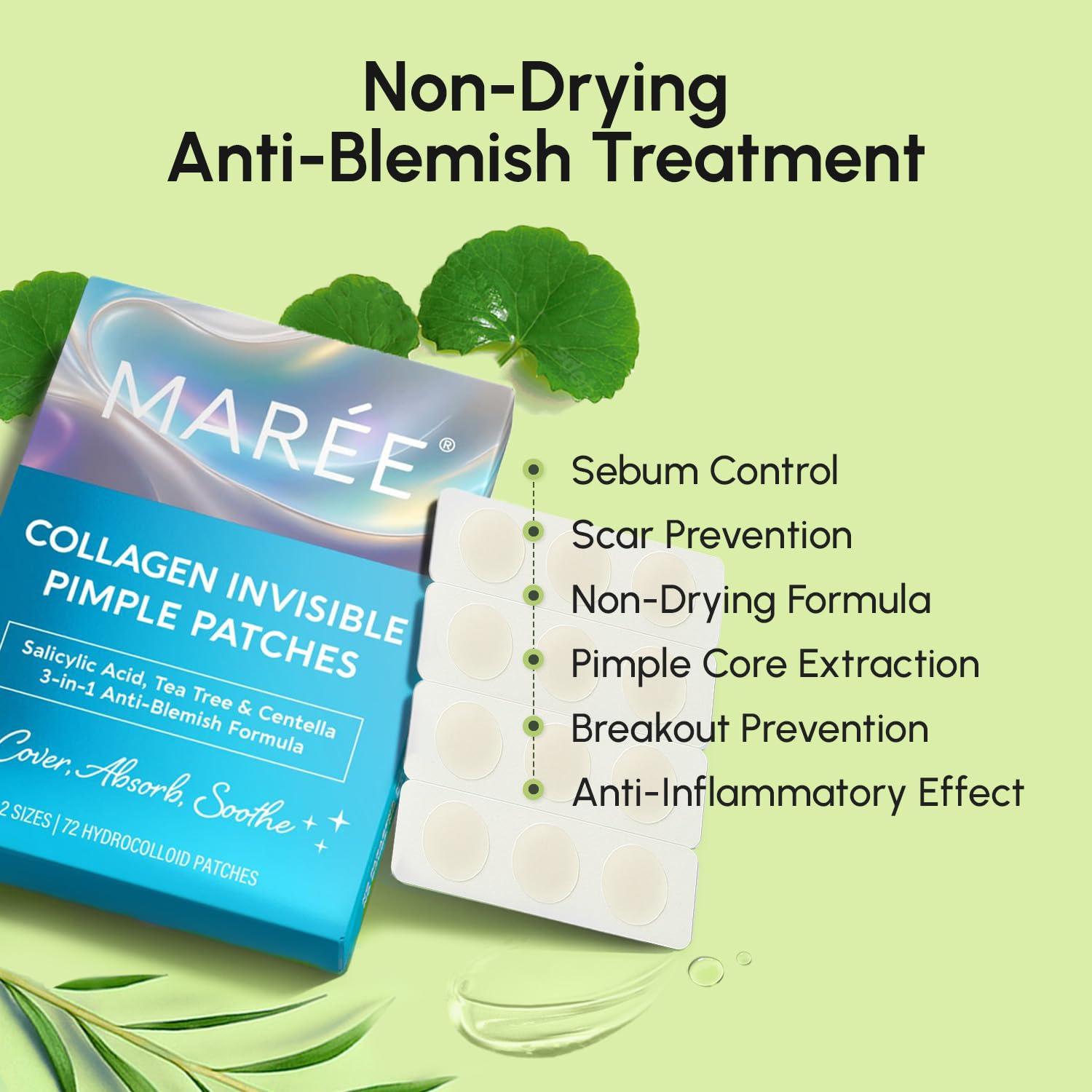 MAREE Invisible Pimple Patches – Clear Pimple Patches for Face – Hydrocolloid Acne Patches Anti Blemish – Zit Stickers for Face – Parches Para Acne – Pinple Zit Patches Pimple Stickers – 72 Dots(Clear)