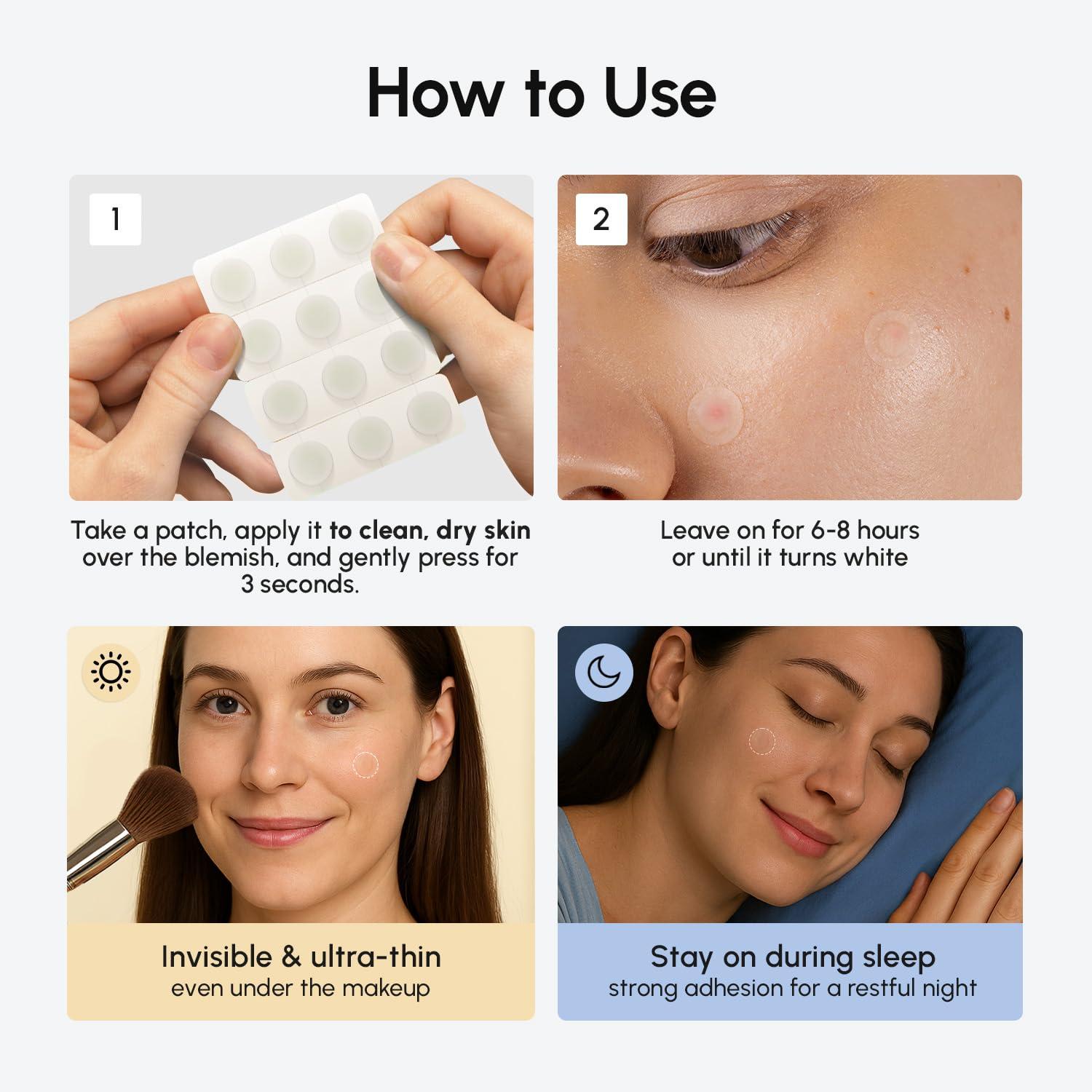 MAREE Invisible Pimple Patches – Clear Pimple Patches for Face – Hydrocolloid Acne Patches Anti Blemish – Zit Stickers for Face – Parches Para Acne – Pinple Zit Patches Pimple Stickers – 72 Dots(Clear)