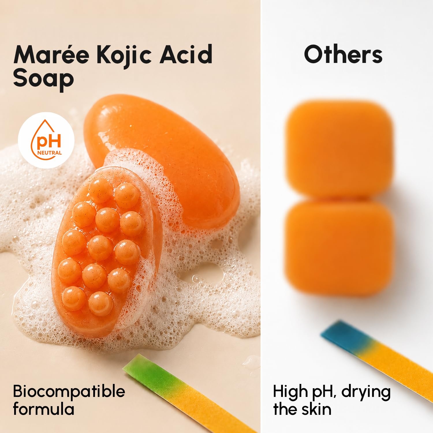 MAREE Kojic Acid Soap & Scrub – Brightening Kojic Acid and Turmeric Soap for Dark Spot and Hyperpigmentation – Dark Spot Remover for Face & Body Wash – Acido Kojico Cream Bar Soaps
